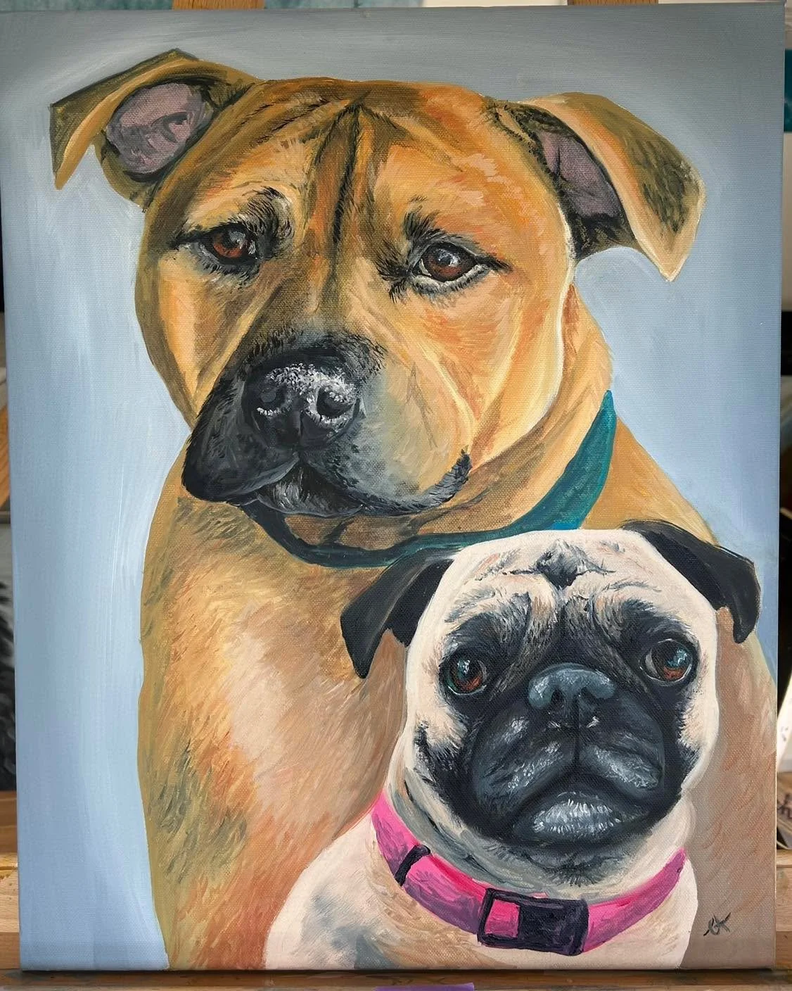 It&rsquo;s finally time to share this cute duo from last month!

Commissioned pet portrait painting, oil on canvas 16x20&rdquo;

These and our life sized pet paintings on pine aren&rsquo;t listed on our website, so if your looking to get one done, fr