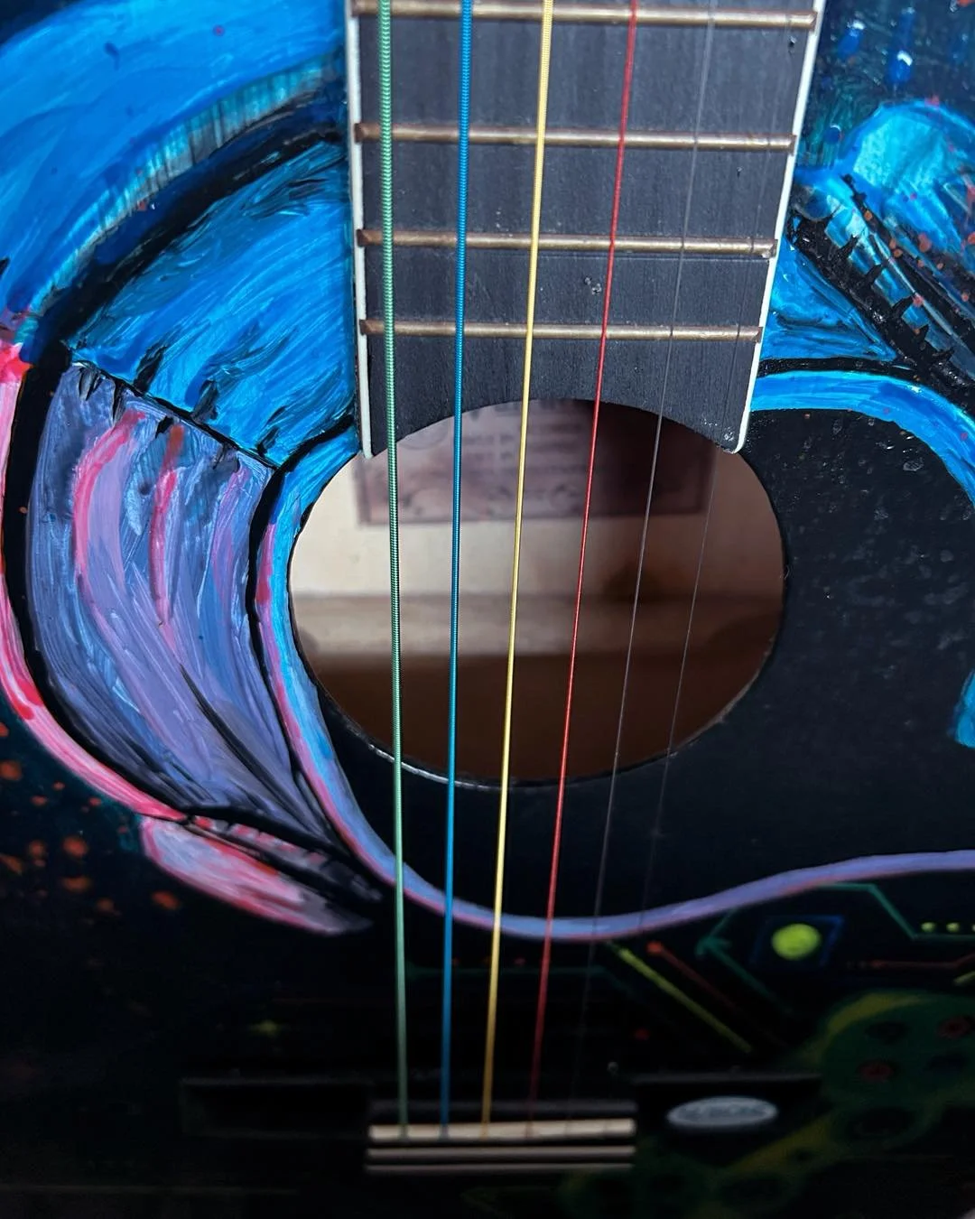 Found the perfect strings for our UV gaming themed guitar! 

You will find it with us at Tooradin Market this Sunday the 16th! Same spot as last month! 

See you there! 

ps. We only have 2 painted feathers left, and I&rsquo;m not sure if we&rsquo;ll