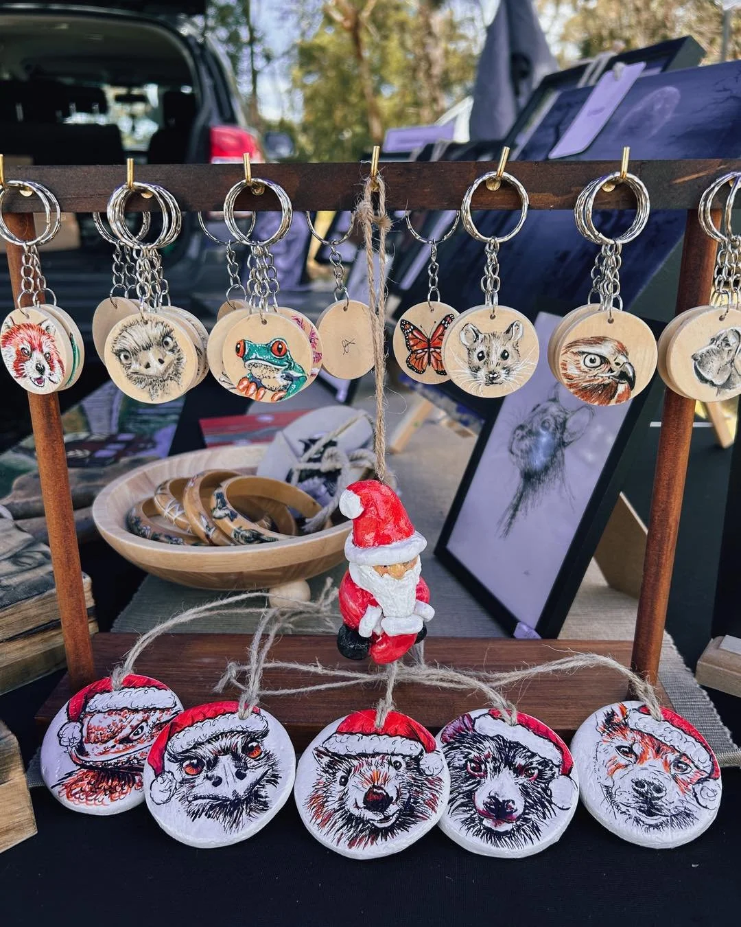 We have four blank round clay decorations for Christmas available and three uncoloured gnomes. If you&rsquo;d like a special custom design (like your pet) or colour, let me know! 

All Christmas tree decorations $15 each! Not listed on our website so