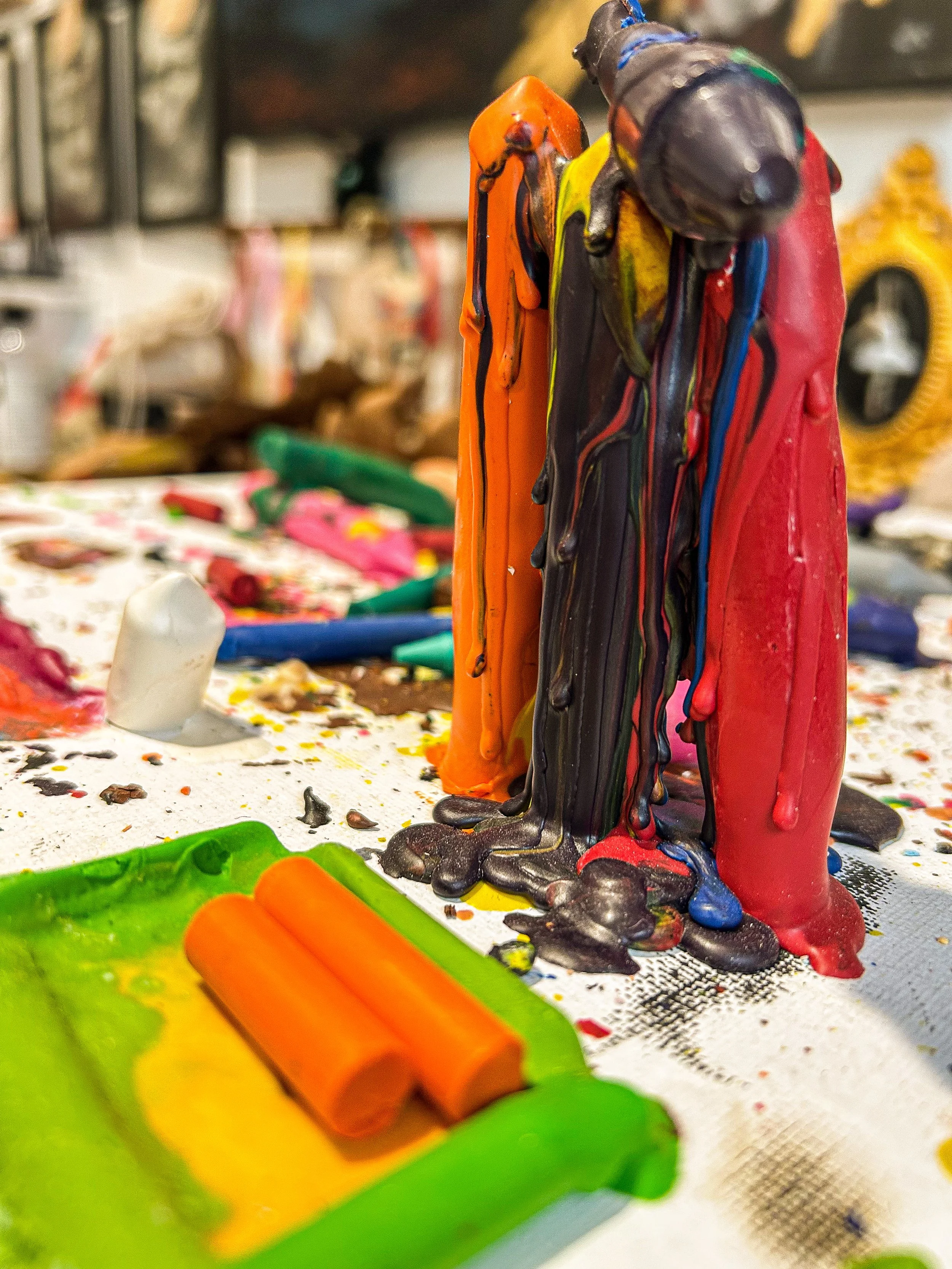 Experimental art and melted crayons with Creative kids art classes at Art by Chelsea Anne in Wonthaggi