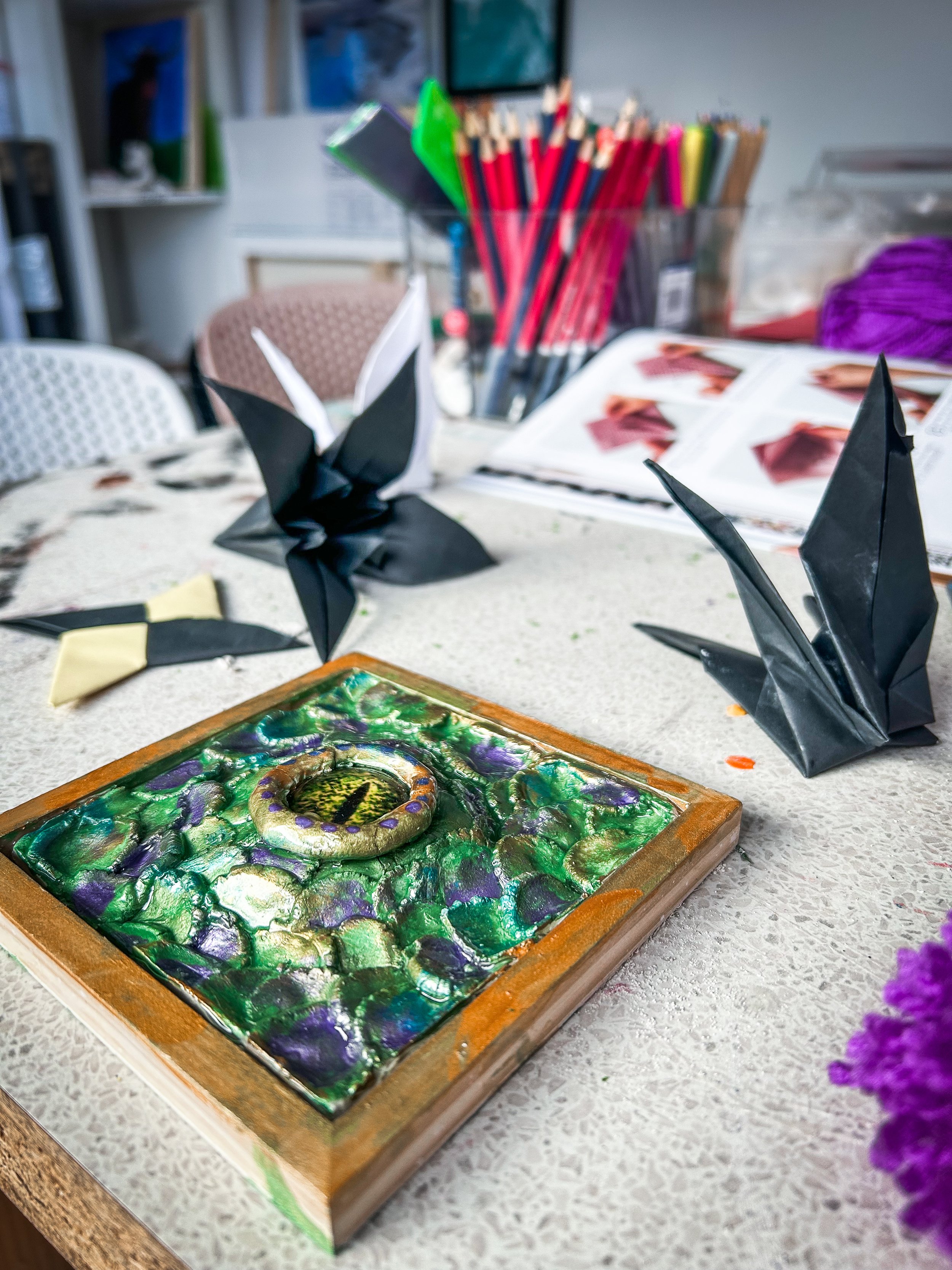 Imaginative Dragon eye clay creation in our Kids Art School Holiday and School Term Art sessions for Kids in Wonthaggi on the Bass Coast, Victoria. Sessions held weekly by Art by Chelsea Anne