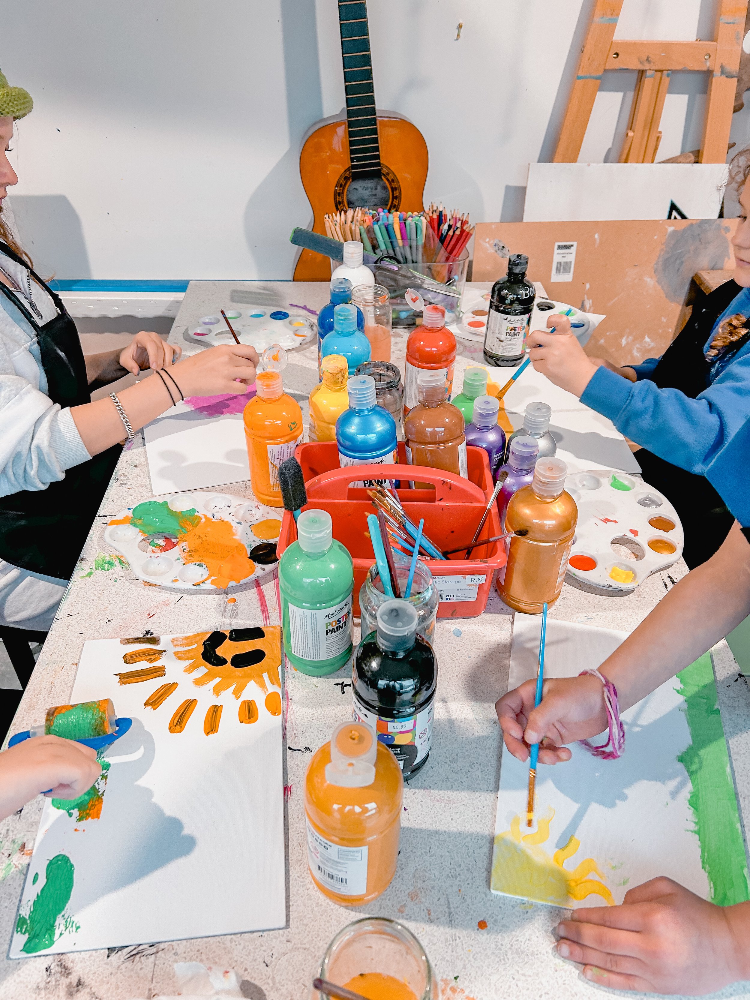 Kid's painting at Art by Chelsea Anne's studio in North Wonthaggi at their after school kids art classes, homeschool groups and school holiday programs.