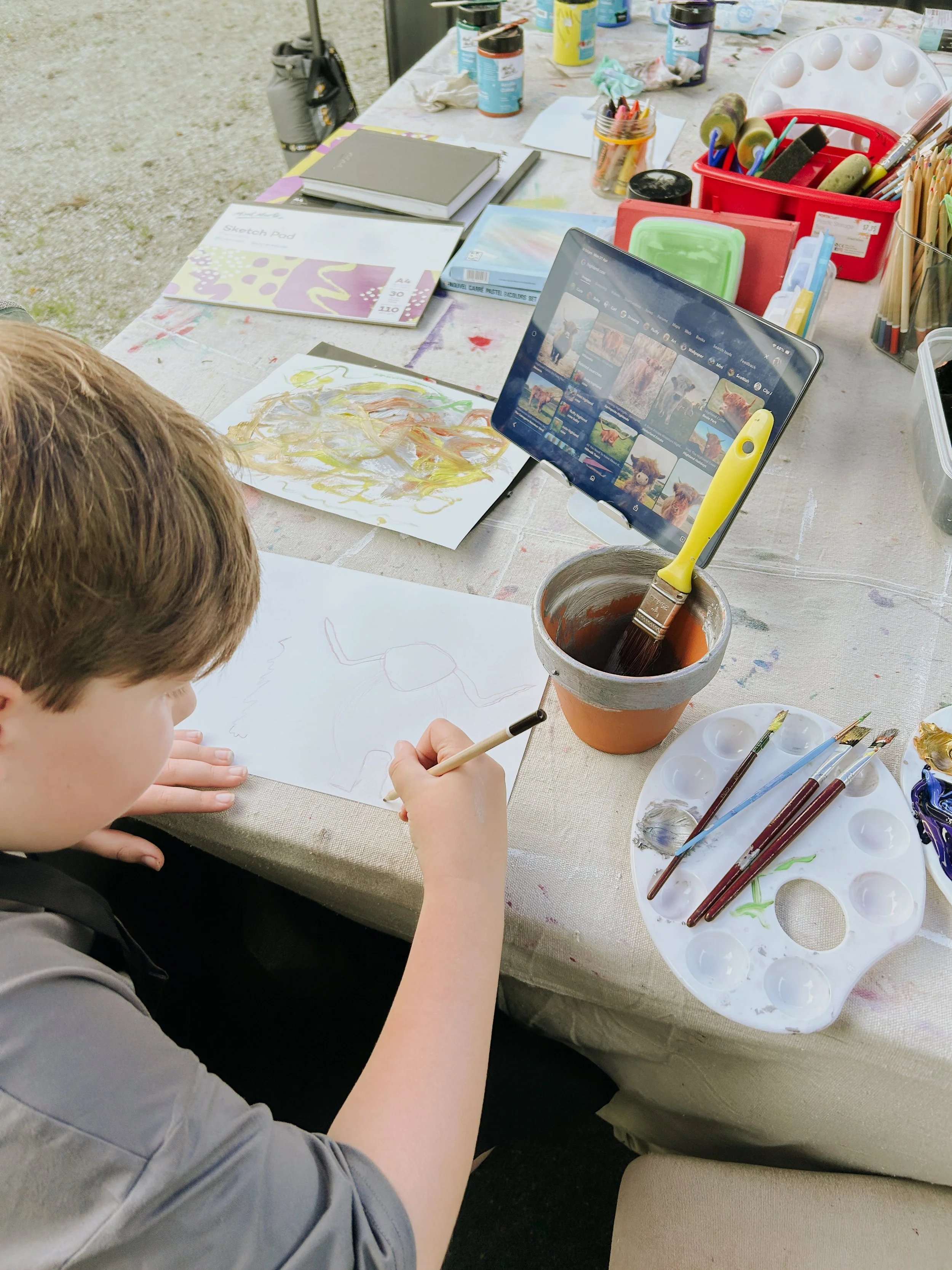 Drawing practice at kids art class in Wonthaggi at Art by Chelsea Anne's studio on the Bass Coast.