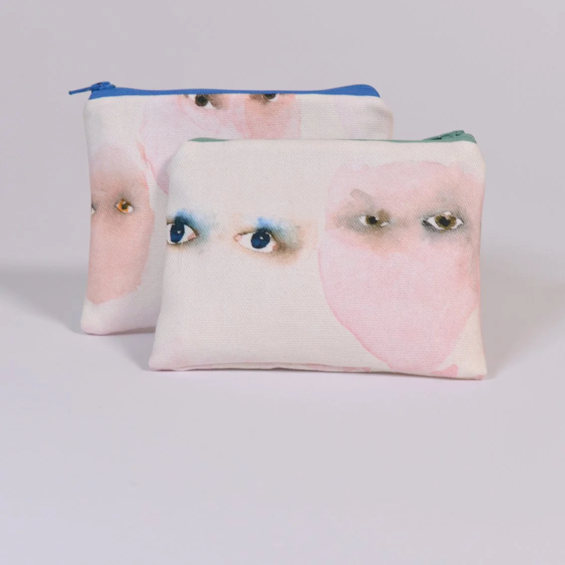 Mini Tasche mit Augenprint unterschiedliche Reißverschlüsse