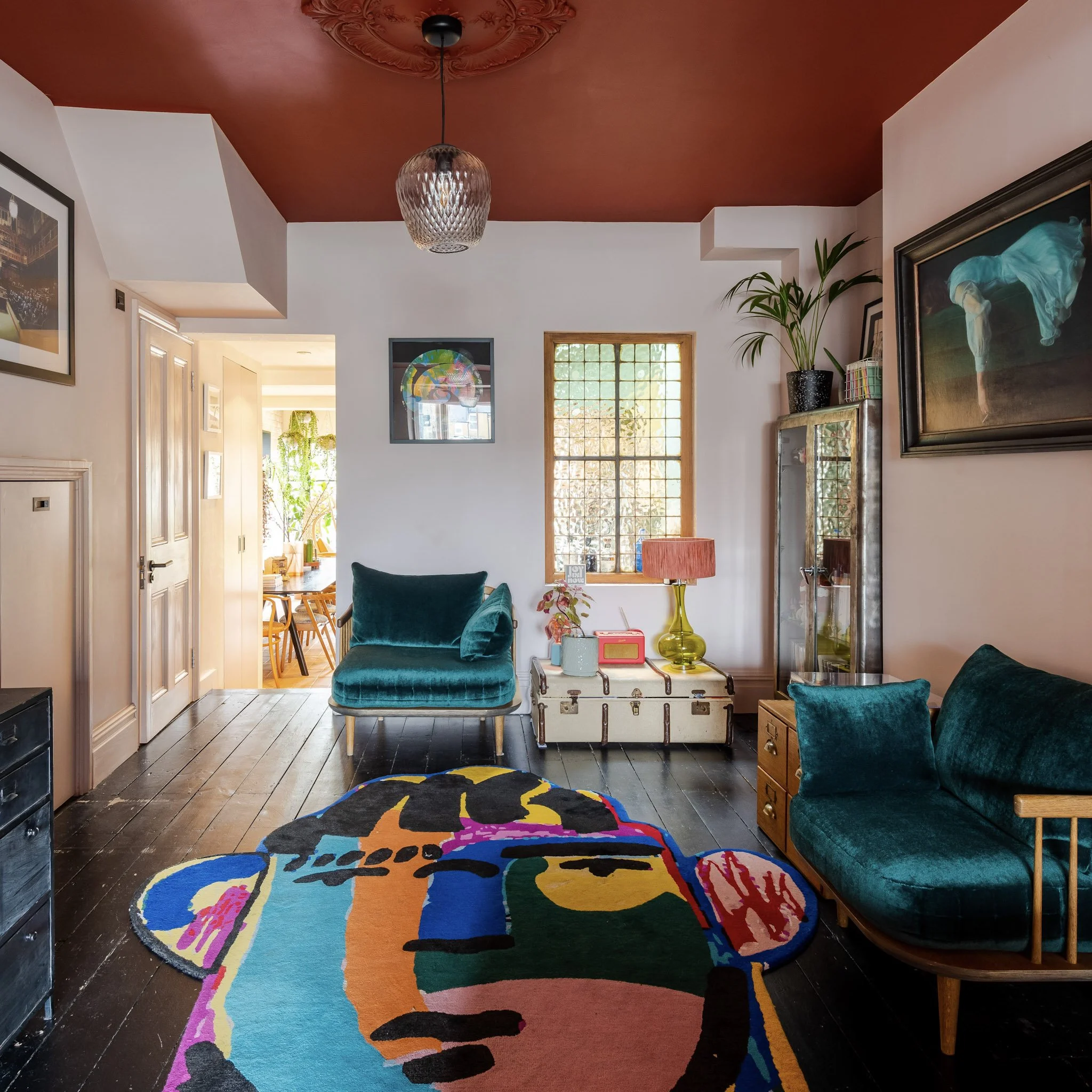 LHO 009, Colourful living room, with vintage furniture East London