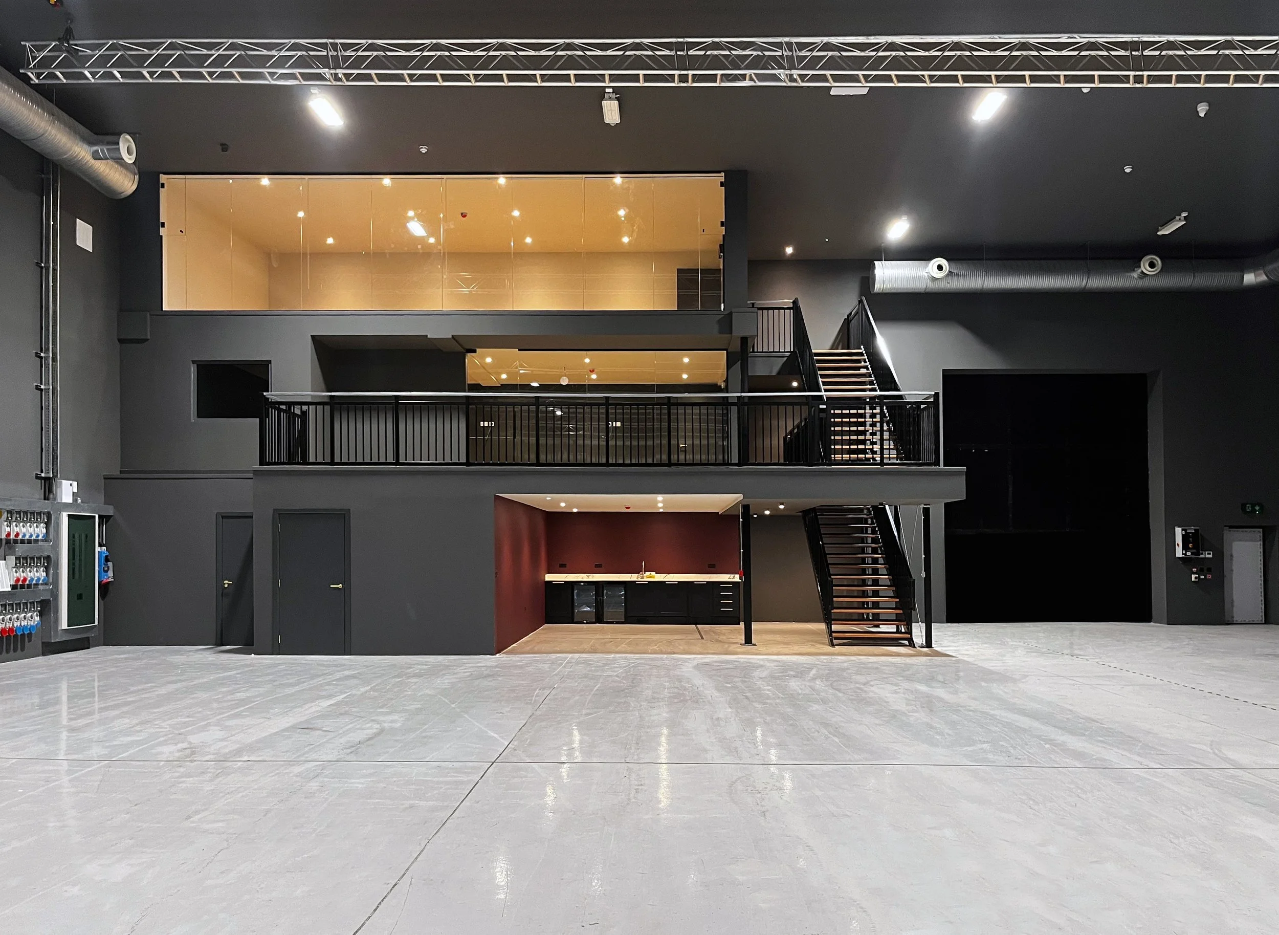 Interior of extensive photography and filming studio facility