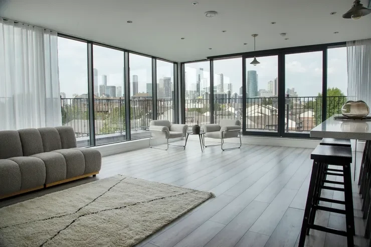 Minimalist penthouse location apartment, with views of London