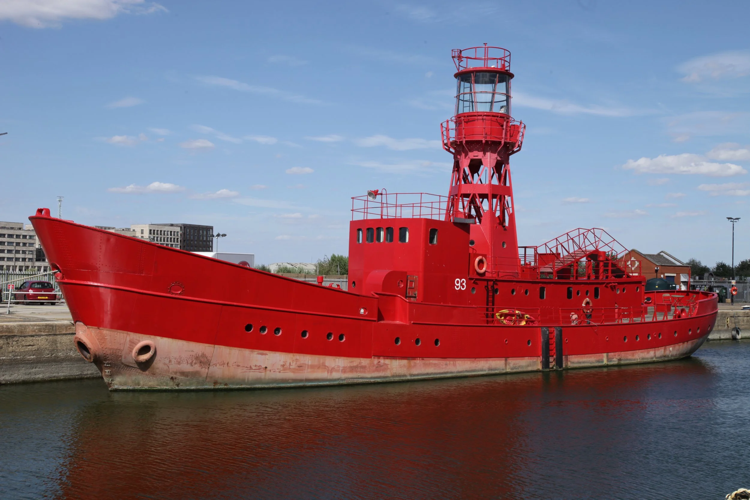 Red ship on the Thames river