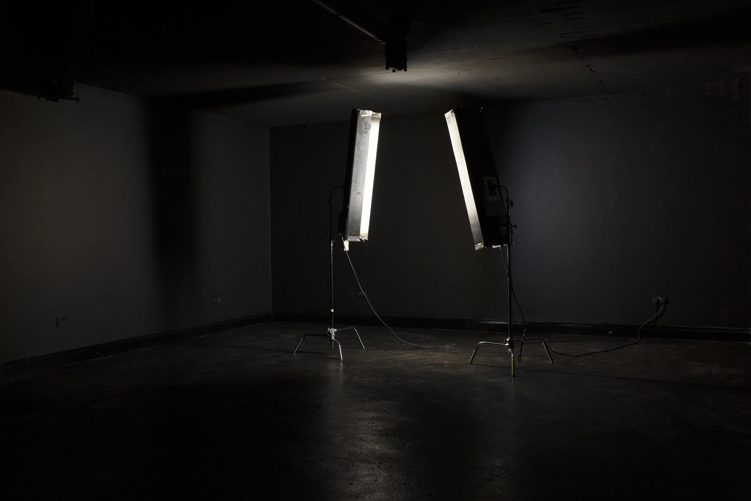 Blackout photography studio with equipment located in East London