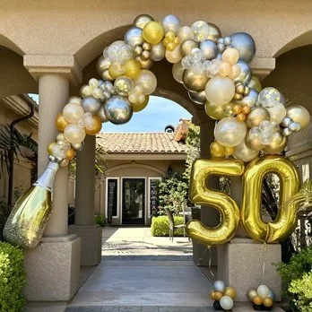 ITEM #720: Champagne Balloon Installation

Theme? Give us a Call or Fill out our Form. We can customize a Design for you! Send us an Email: info@garnished-events.com. INCLUDE: Item Number and Color Scheme. Budget. Date of Event. City & State.