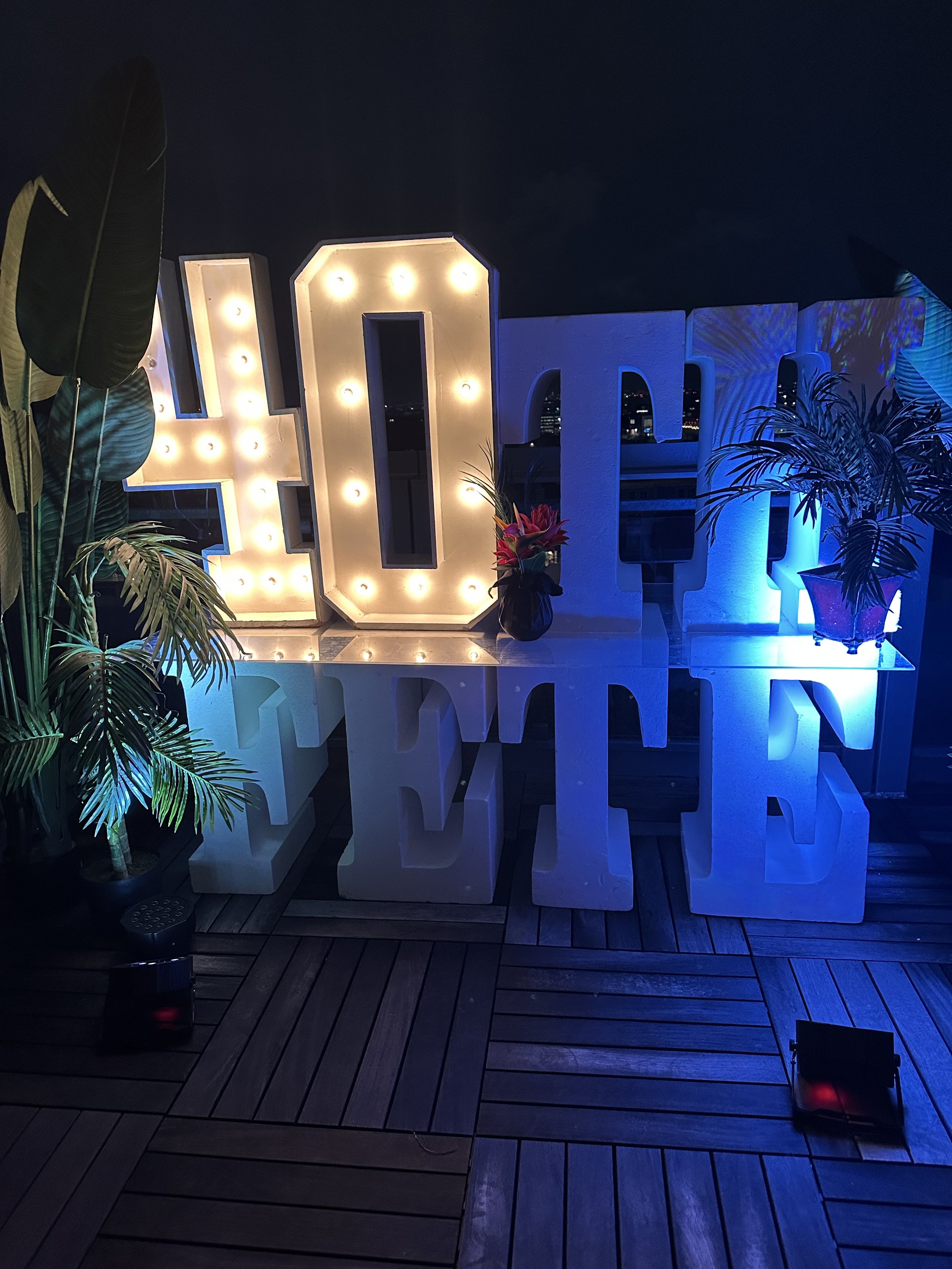 ITEM: #703

Price: Varies with Custom colors
CUSTOMIZE your Set-Up: OR CHOOSE FROM WHAT WE HAVE IN STOCK

Combo: LED Marquee Numbers and Foam Letters

Accessories: 
ADD Balloon:
Small Balloon Coverage
Medium Balloon Coverage
Large Balloon Coverage
LE