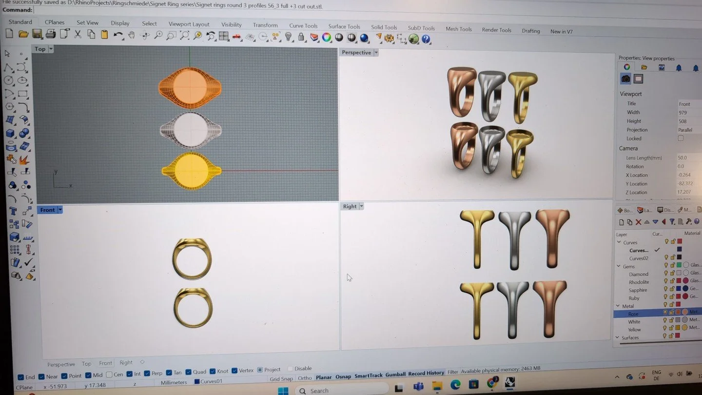 Sometimes my work doesn&rsquo;t happen at the bench, but at the computer, sketching, shaping, and refining in CAD. 💻✨
It&rsquo;s where ideas take form, where every tiny detail is carefully considered, and where custom jewelry begins its journey from