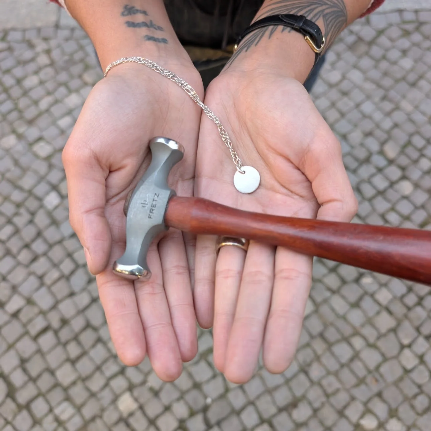 Join our fun workshop this Saturday and create your own stamped metal tag!
No booking needed&mdash;just drop in, get creative, have a drink, and come say hello.
&bull;Made by hand&bull; and &bull;What if... Jewellery meets Painting&bull; events are w