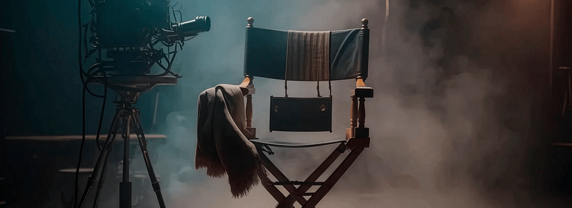 Camera setup and director’s chair on a corporate video production set