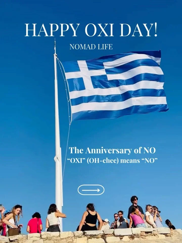 Oxi Day 🇬🇷 A bold “No” that changed history. 
Parades, pride, and the spirit of freedom.  Celebrate Greek courage wherever you are. 
By rejecting fascist Italy in 1940, Winston Churchill famously said: “Hence we will not say tha