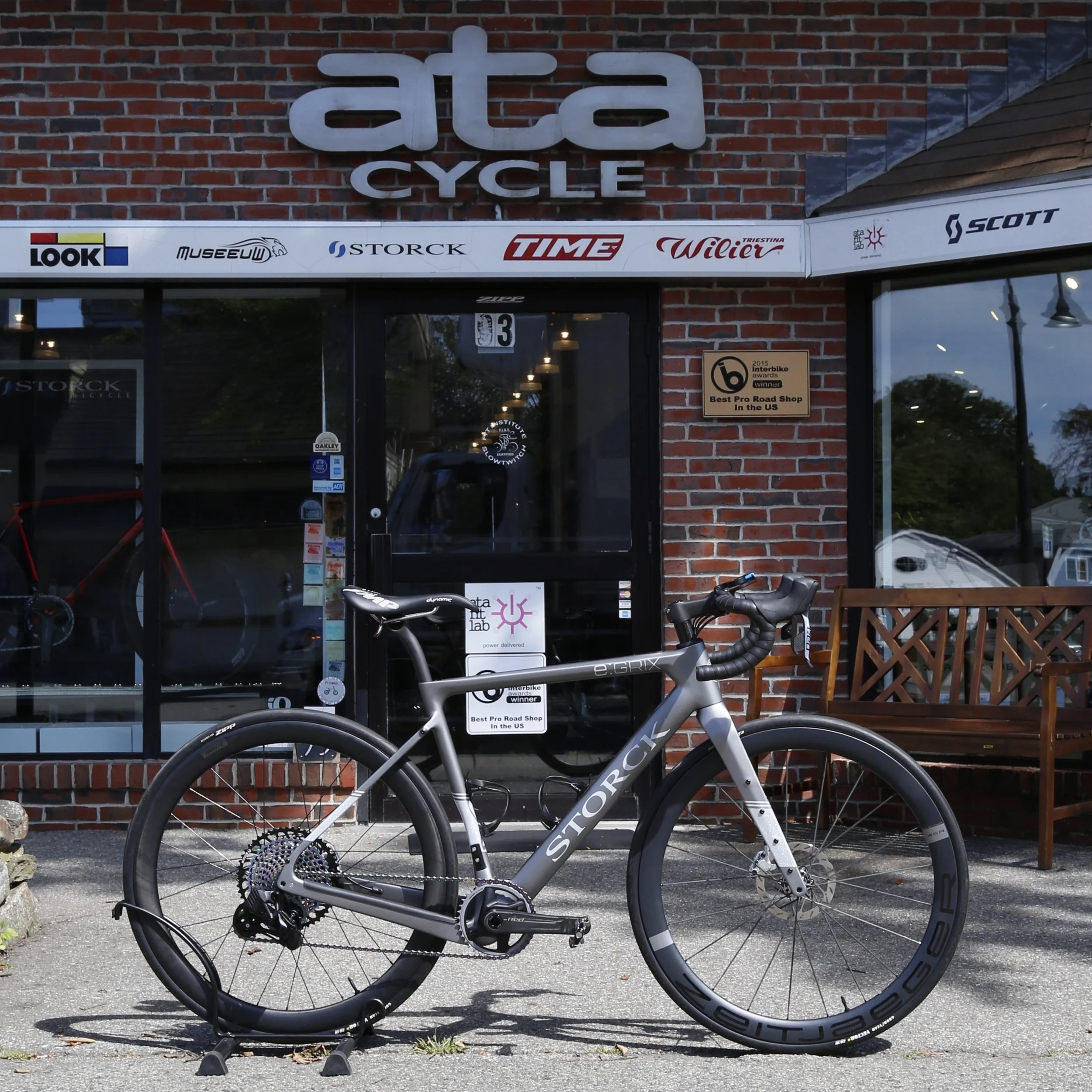 Weighing in under 24lbs this Storck E:Grix has more rack mounts than you could ever need and enough boost to help you up the toughest of hills.

- E:Grix 60th Edition 34/60
- SRAM Red/S500 hybrid drivetrain

Custom Built Rear Wheel
- Mavic C-2345 Car