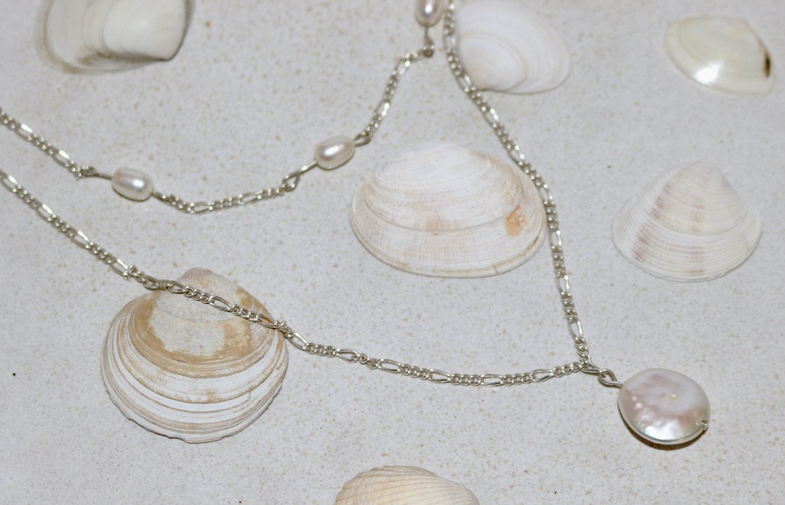 Sterling Silver Coin Pearl Necklace