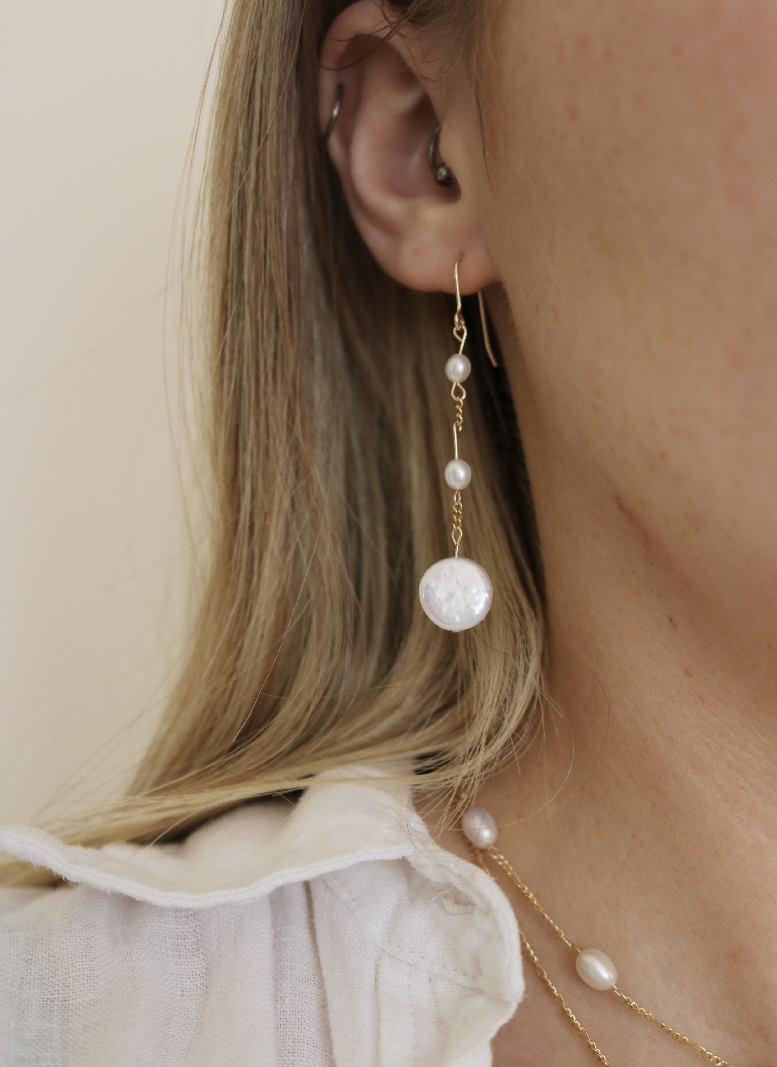 Gold Filled Pearl Earrings