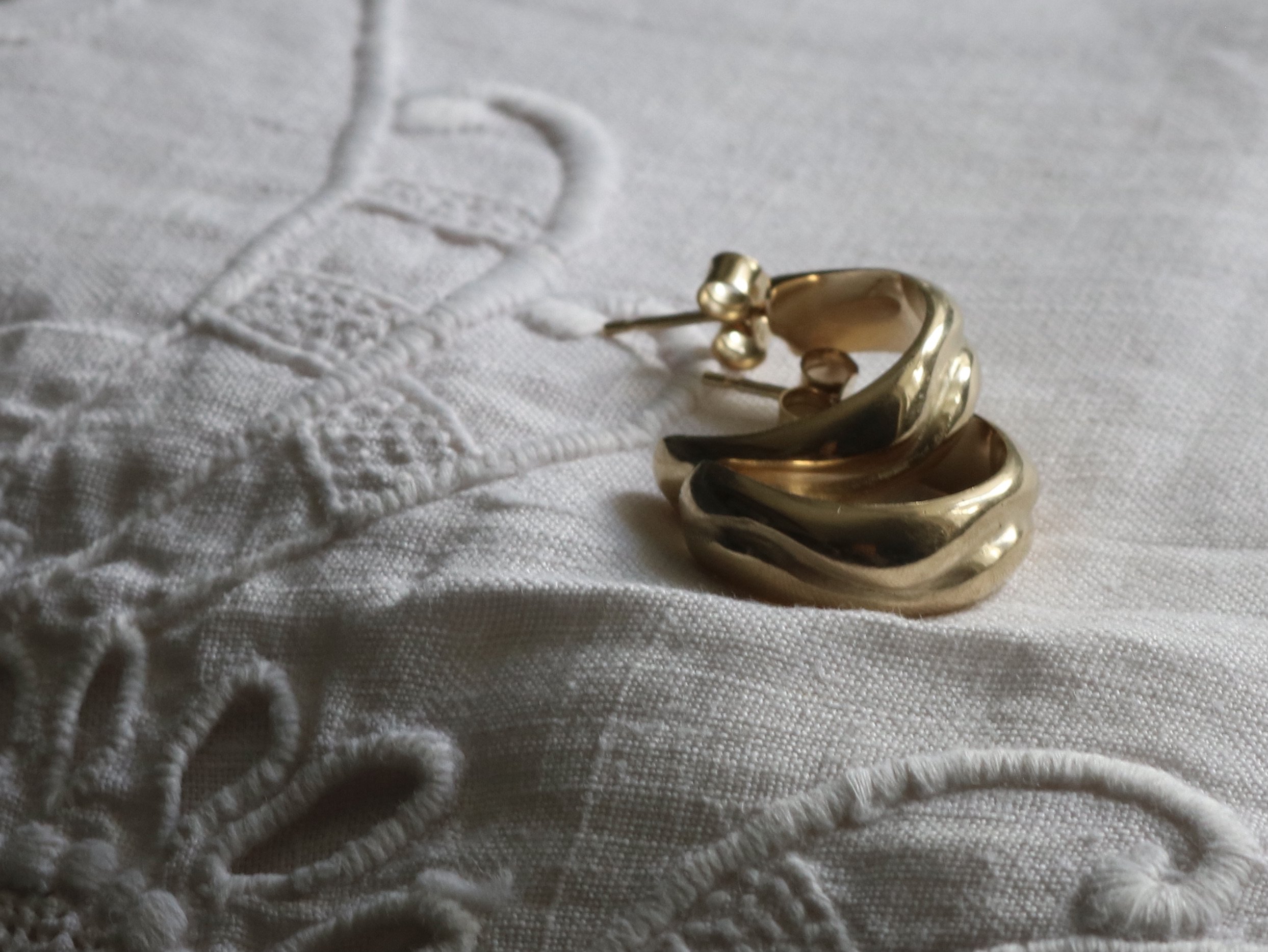 18ct Gold Plated Earth Hoop Earrings