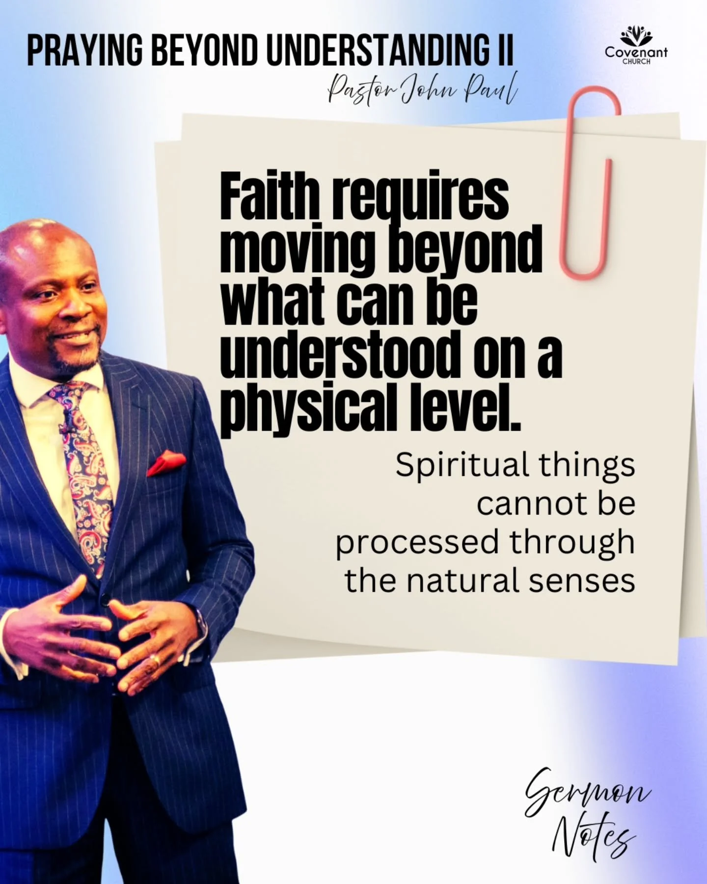 Pastor John Paul continued his teaching on the importance of praying beyond understanding. Full sermon available on YouTube now 

#sermonnotes #prayer #prayintongues #teachingservice