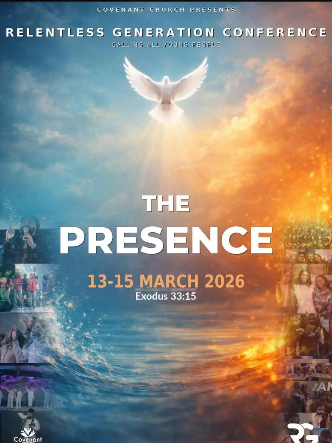 This year we look forward to this year&rsquo;s Relentless Generation conference themed &lsquo;THE PRESENCE&rsquo;. 🕊️ Make sure you&rsquo;re there from the 13th - 15th of March at Covenant Church. 

Over the weekend there will be music, drama, spoke