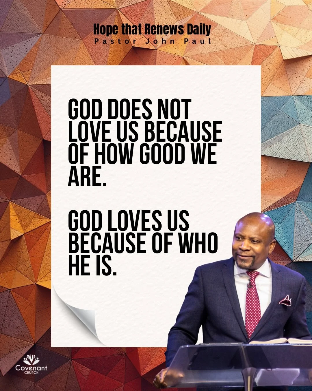 God&rsquo;s love for us and His faithfulness remains constant through every circumstance because that is who God is. 

Pastor John Paul&rsquo;s message this morning really blessed us. You can go back and watch it on YouTube @covenantchurchuk 

#sunda