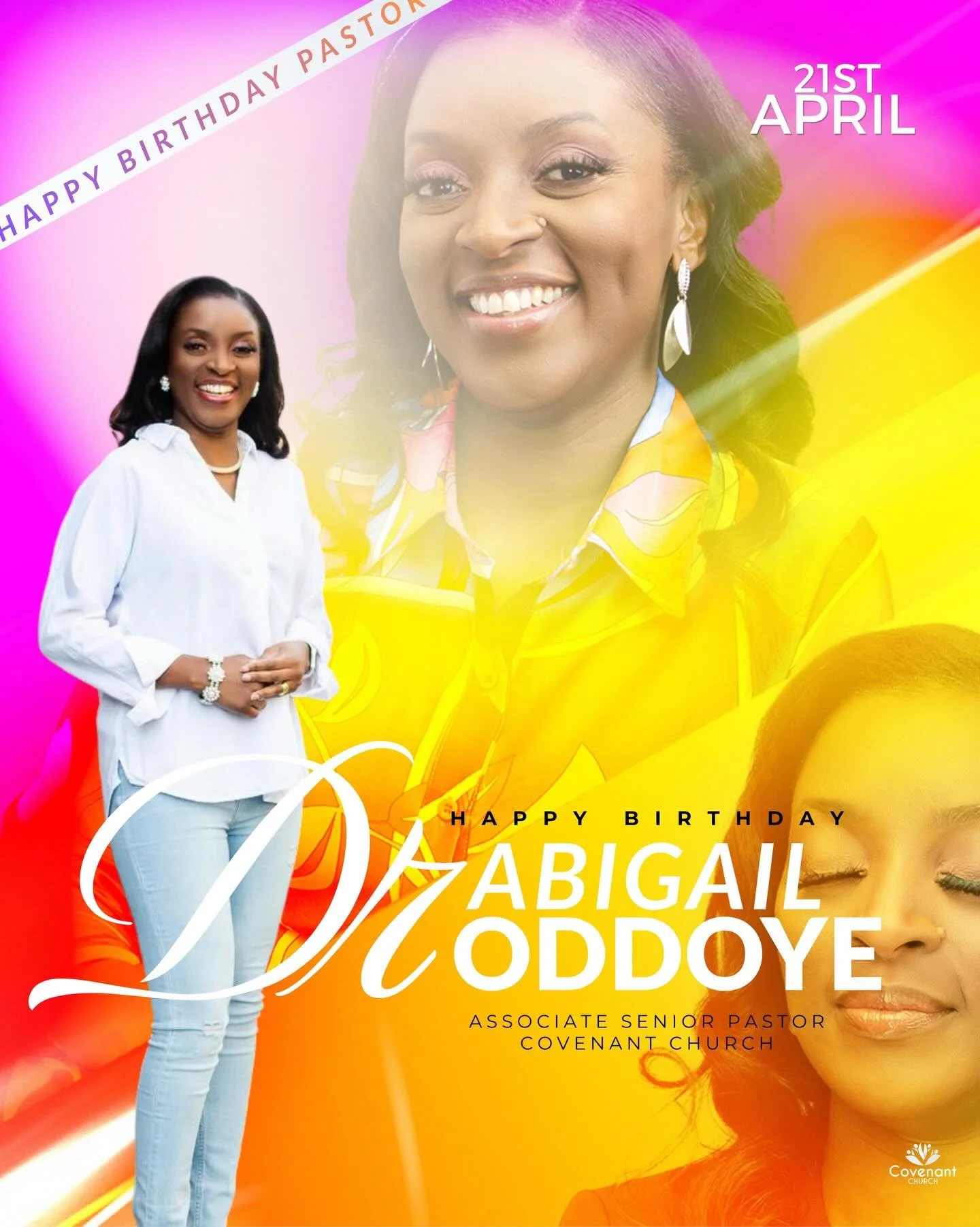 The entire Covenant Church Family joins together to wish our beloved First Lady, Rev. Dr. Abigail Oddoye, a heartfelt Happy Birthday. 

Your impact and influence continue to echo across generations, touching countless lives through your ministry. 

M