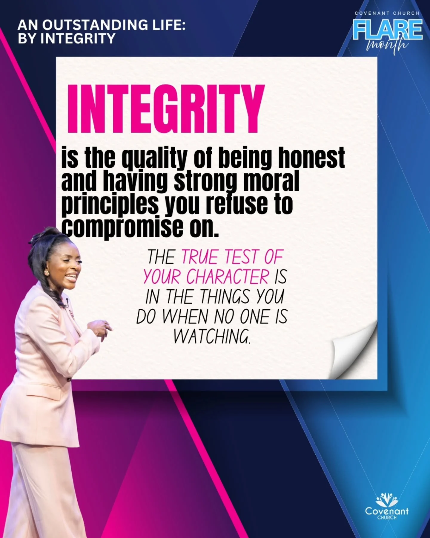 Pastor Abigail shared such an impactful message on integrity. Want to lead an outstanding life, walk in integrity. 
Full sermon now available on YouTube 

#sermonnotes ##passion #sundayservice #wordofGod