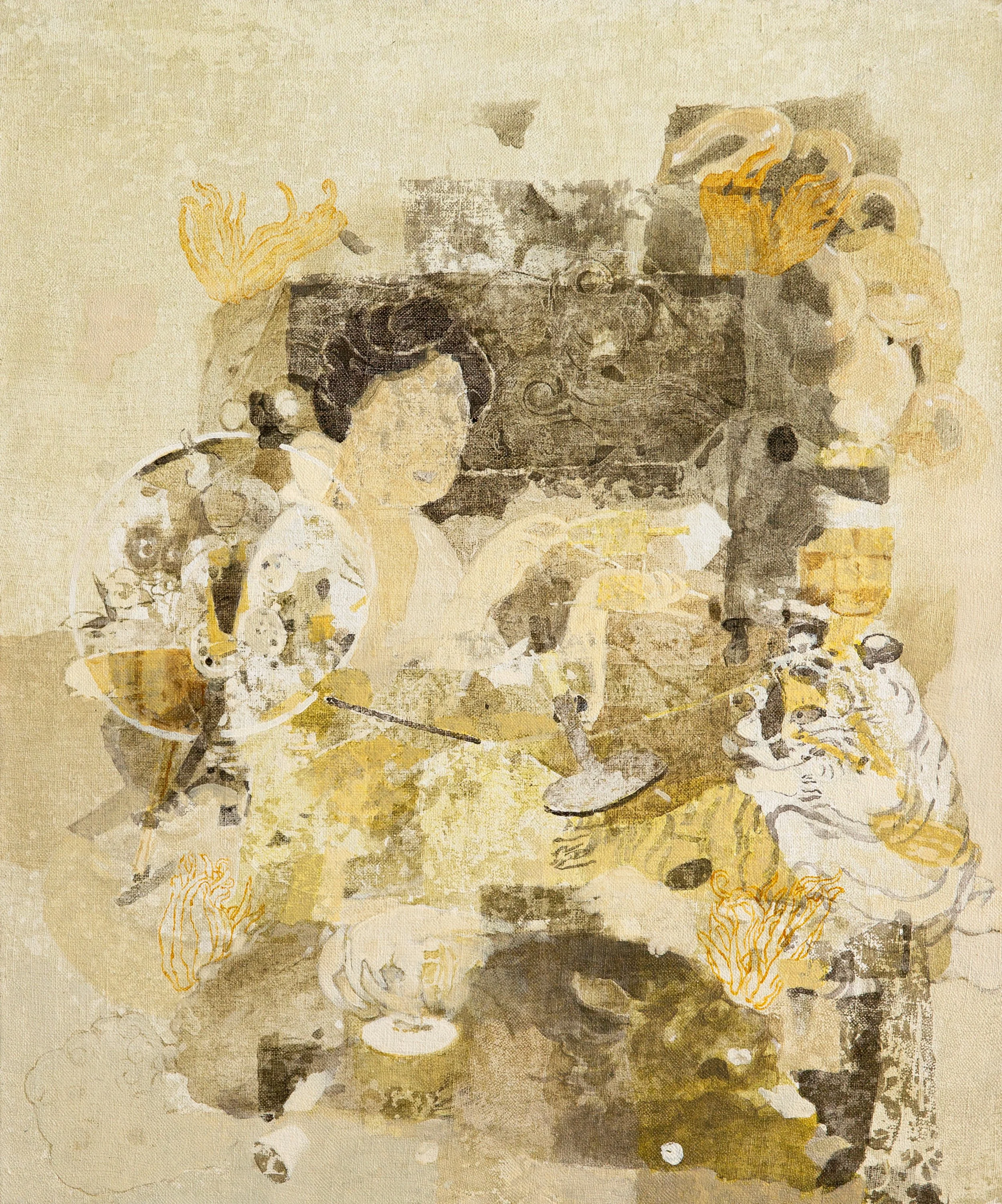 Double heavens #16, 2025, oil and acrylic on linen, 60 x 50 cm