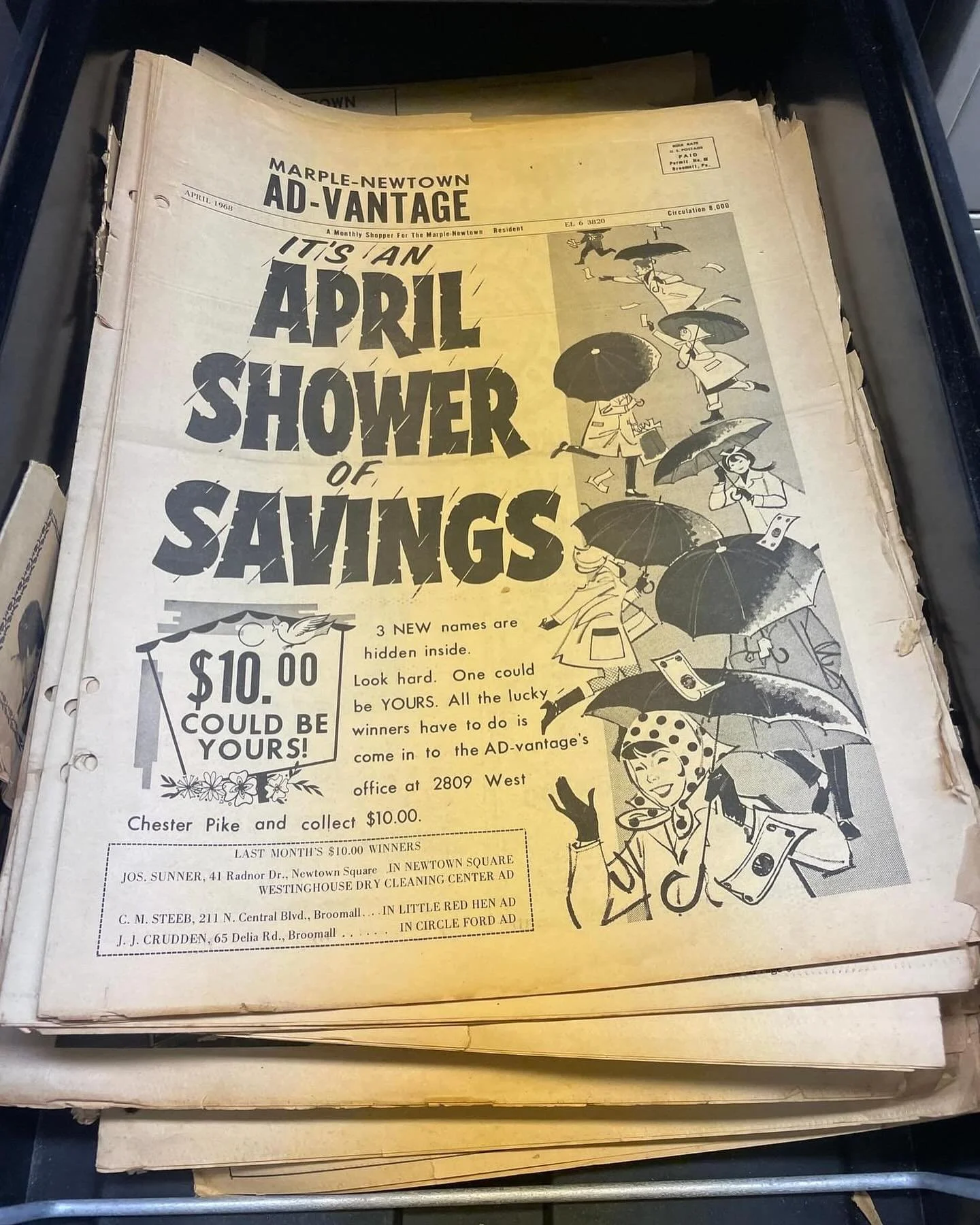 The second batch of newspapers is here! Today, members of the Marple Historical Society board picked up the remaining portion of a newspaper collection being transferred from @padelcohistory to the Marple Historical Society. This invaluable collectio