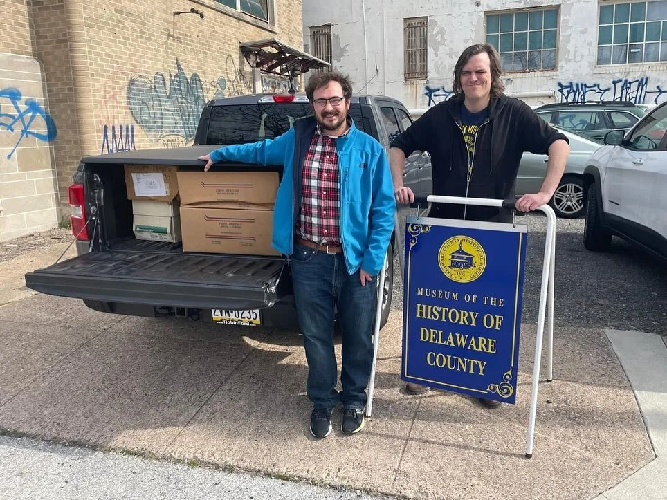 Today, members of the Marple Historical Society board picked up the first portion of a newspaper collection being transferred from @padelcohistory to the Marple Historical Society. This invaluable collection includes local editions of papers such as 