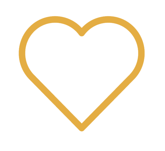 Gold-outlined heart shape on a black background.
