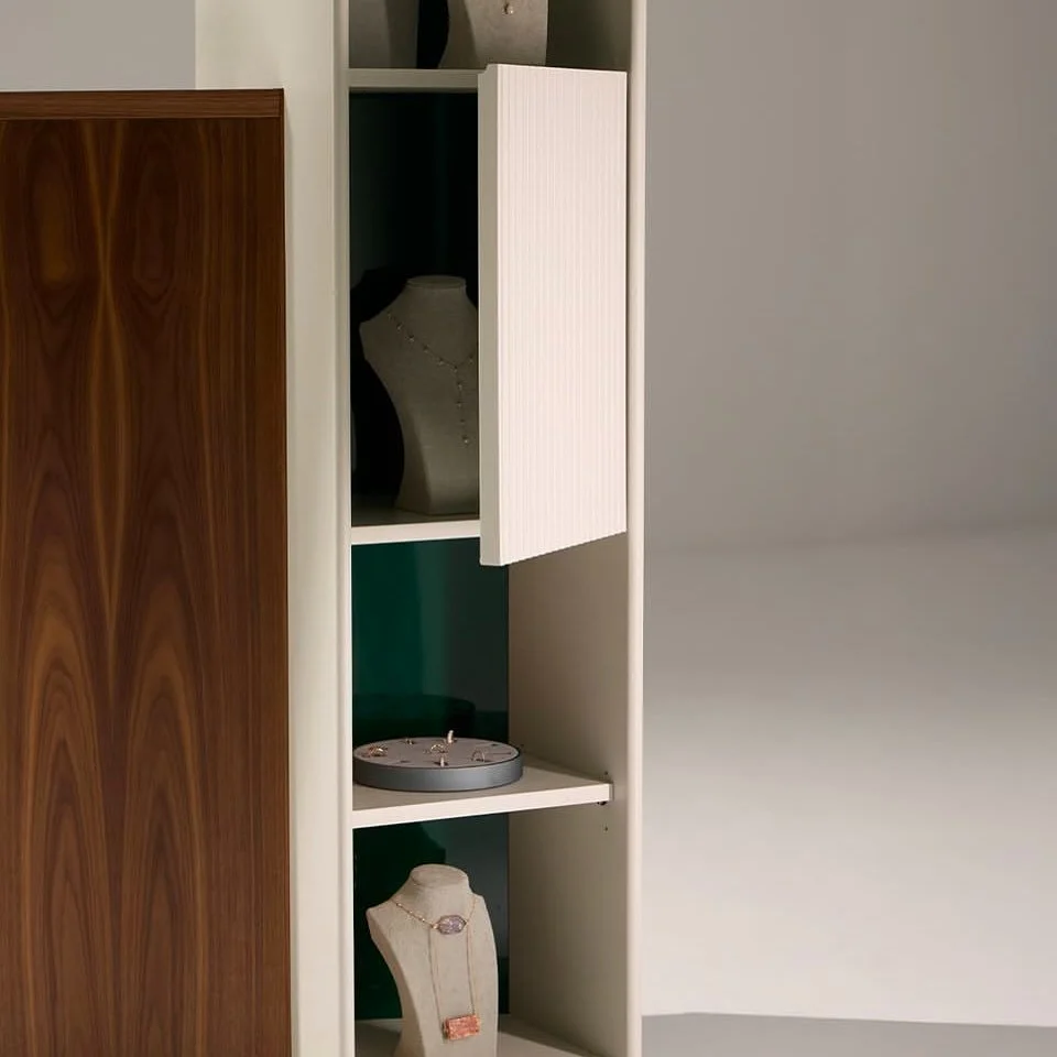 Ballet by @punt_mobles is elegant and graceful- beautiful lines and materials spin on its axis, allowing the user to utilize and admire the shape, form, and function.

#storage
#interiordesign 
#contractfurniture
#hospitalitydesign