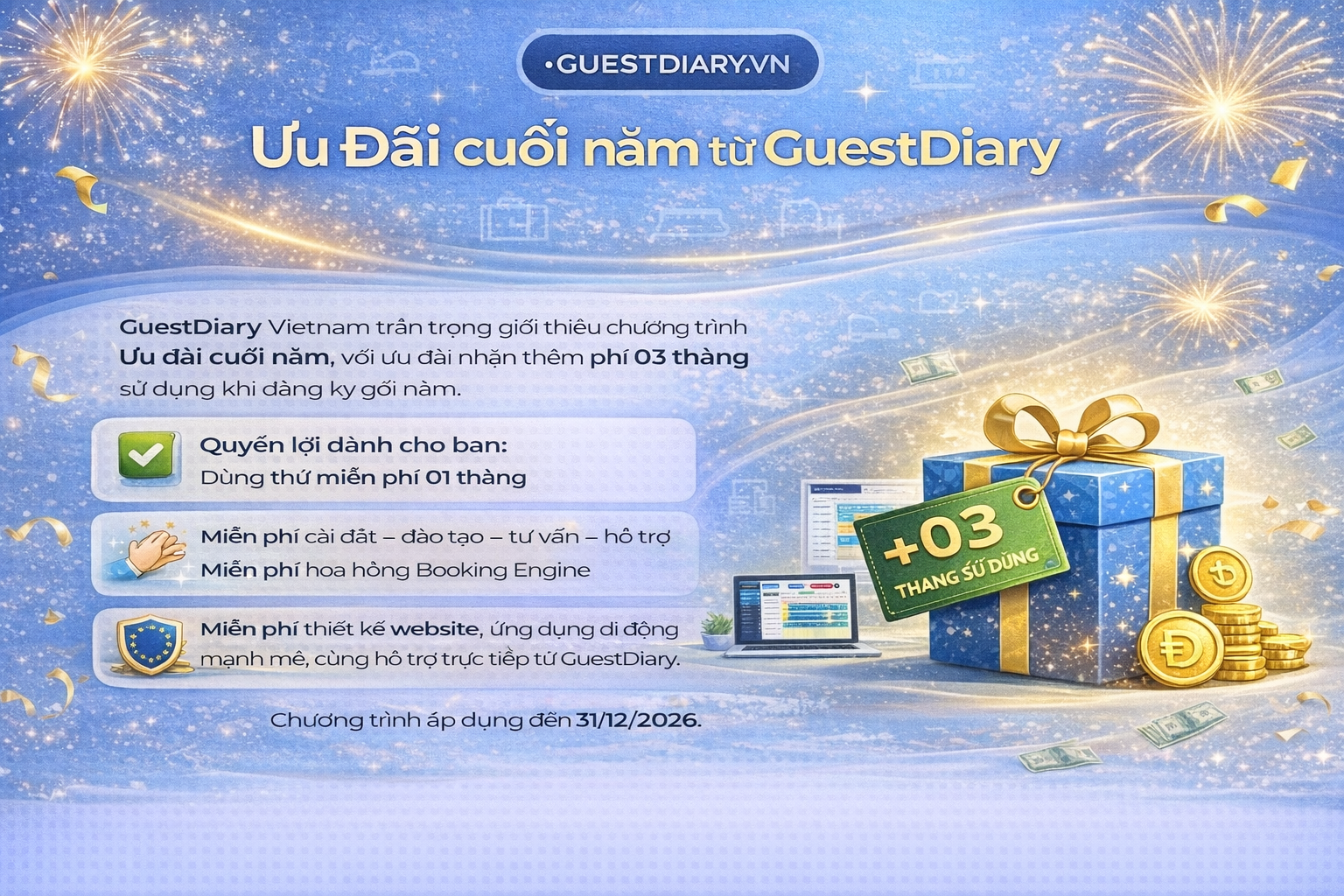Ưu đãi cuối năm từ Guestdiary