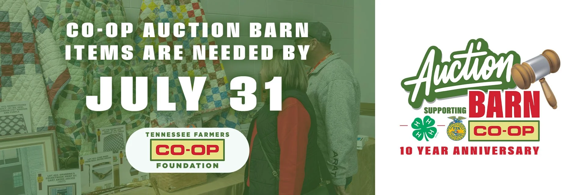Auction Barn items are needed by July 31!