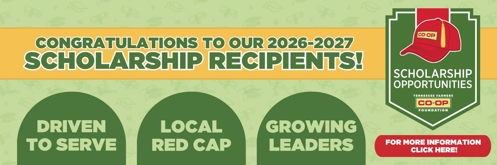 Congratulations to our 2026 - 2027 scholarship recipients. Click for more information.