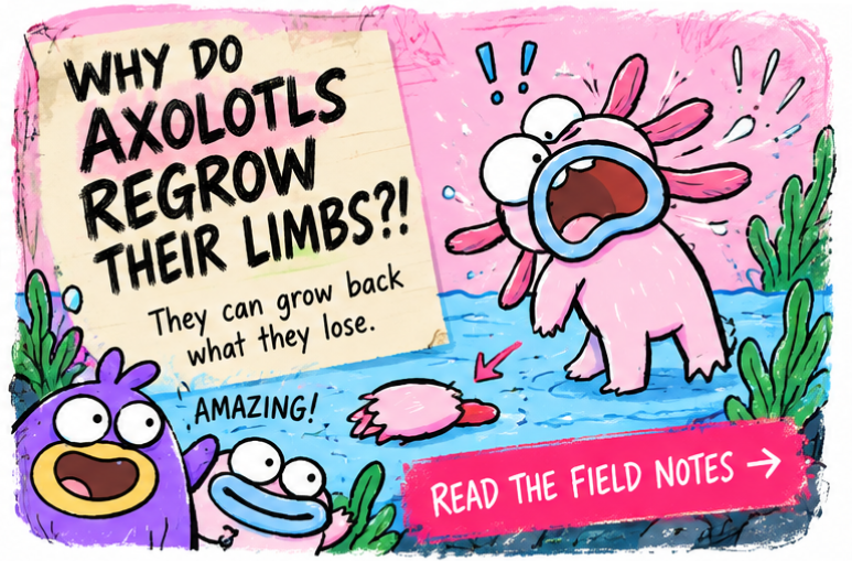 Why do axolotls regrow their limbs? Learn how axolotls regenerate lost body parts in this Ew, Nature! Field Note.