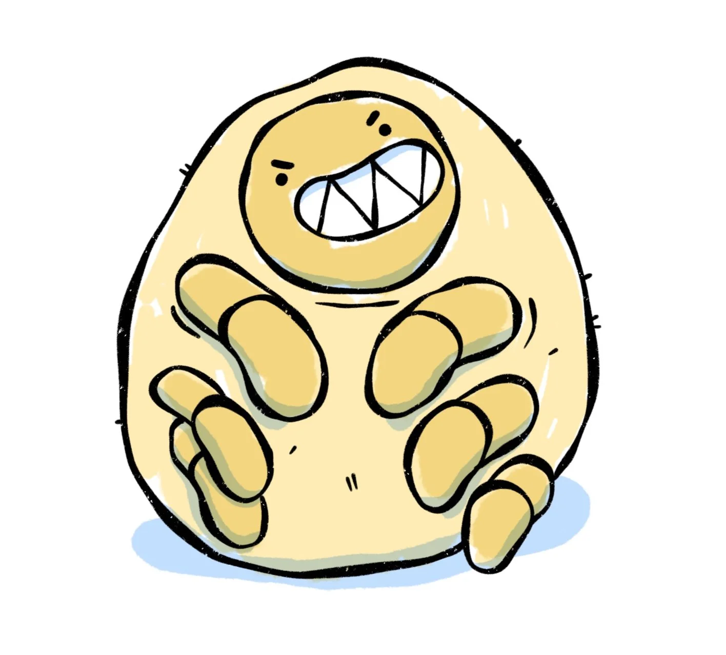 Cartoon illustration of tongue-eating louse parasite inside a fish's mouth for kids