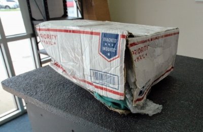 Shipping box that has been damaged