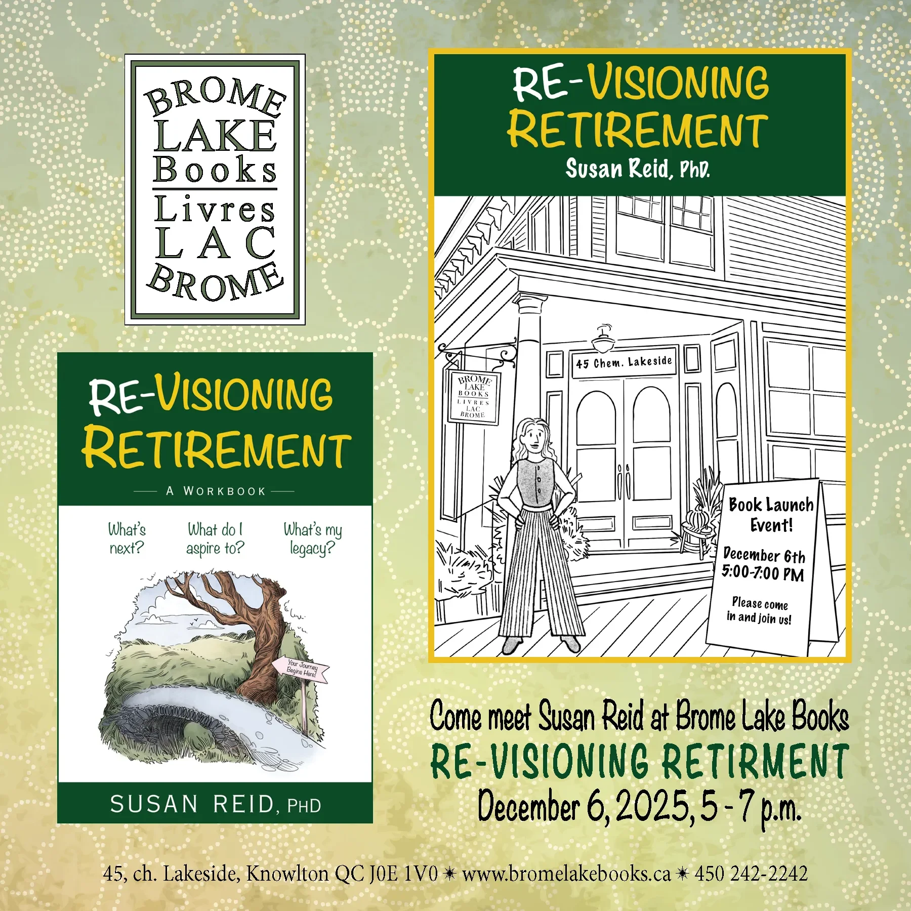 Brome Lake Books "Designing Your Next Chapter" event with author, Susan Reid, Ph.D. and host Jess Brown