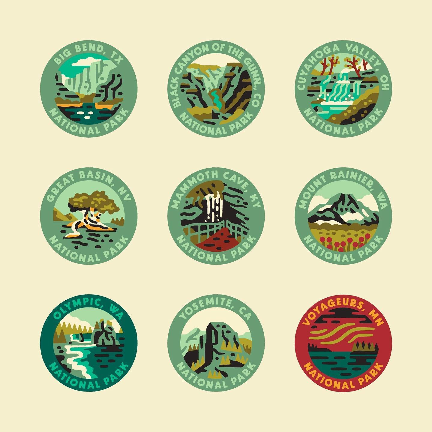 one last batch of stickers for @thegeoproject - what a doozy of a project!
.
.
.
.
.
#nationalpark #nationalparks #mountrainier #bigbend #yosemite #cuyahogavalleynationalpark #icondesign #vectordesign #vectorart #stickers