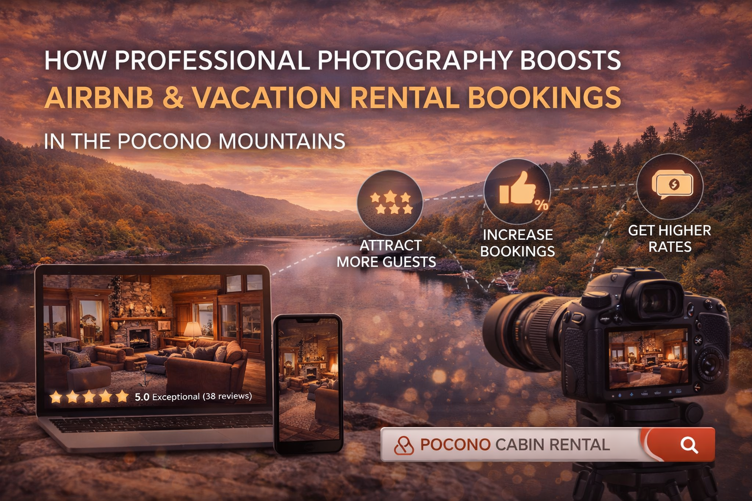 How Professional Photography Boosts Airbnb &amp; Vacation Rental Bookings in the Pocono Mountains