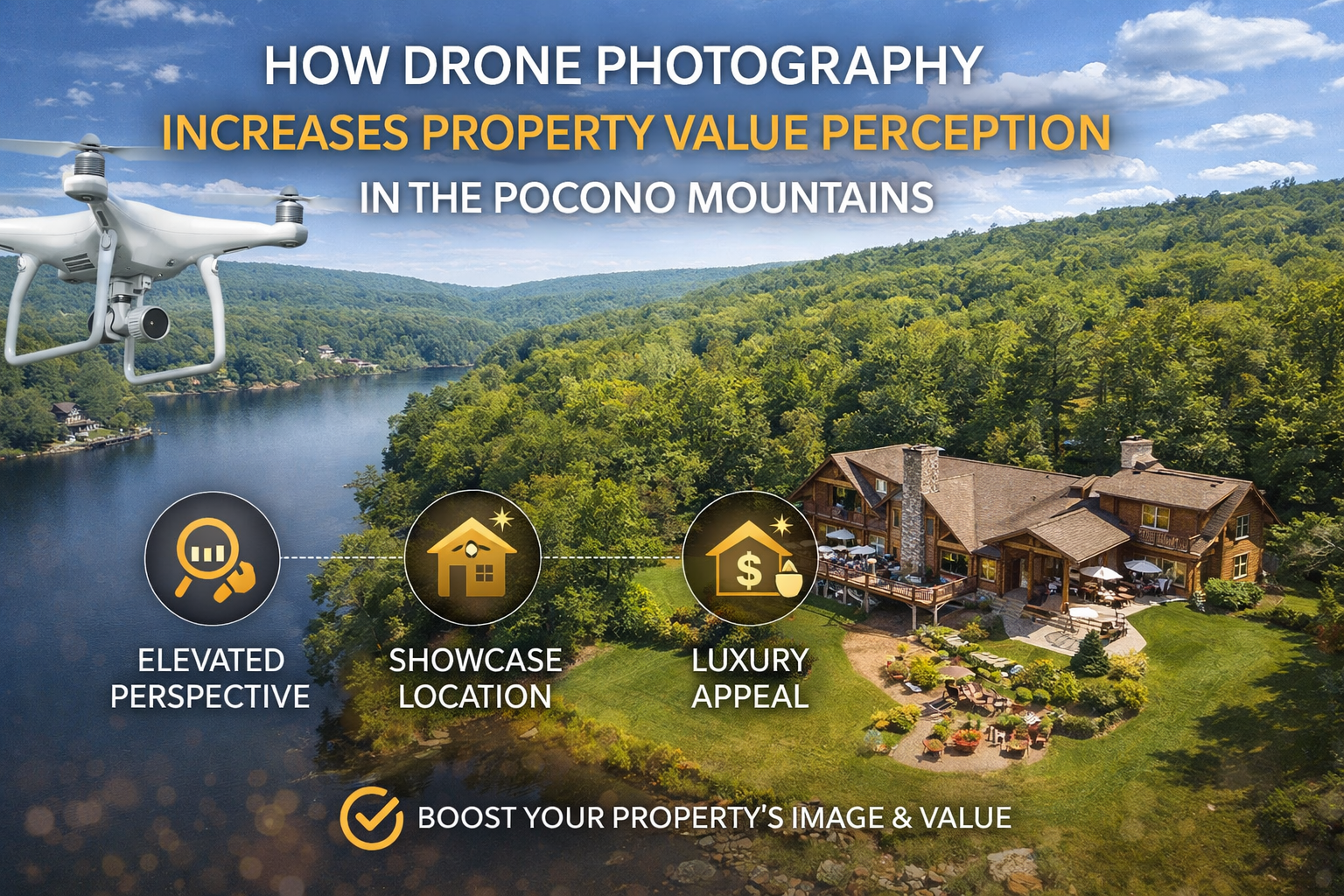 How Drone Photography Increases Property Value Perception in the Pocono Mountains