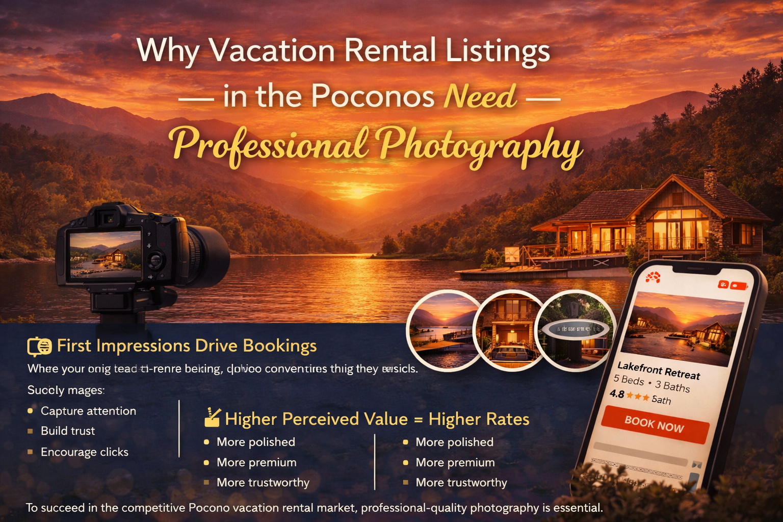 Why Vacation Rental Listings in the Poconos Need Professional Photography