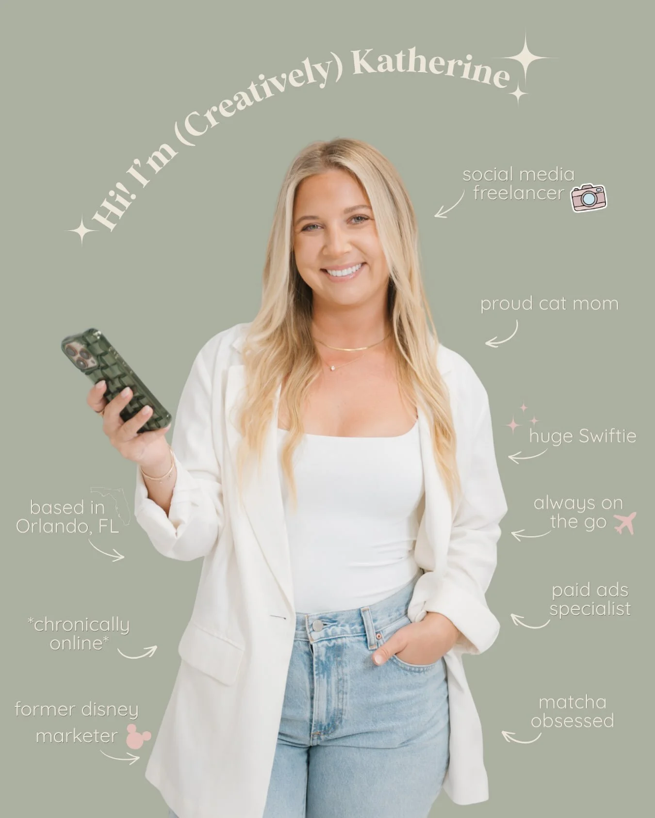 Hi! I&rsquo;m (Creatively) Katherine (Creatively) and I&rsquo;m so glad you&rsquo;re here ✨

I&rsquo;m a full-time freelance social media manager + content strategist helping brands show up online with strategy, creativity, and content that actually 