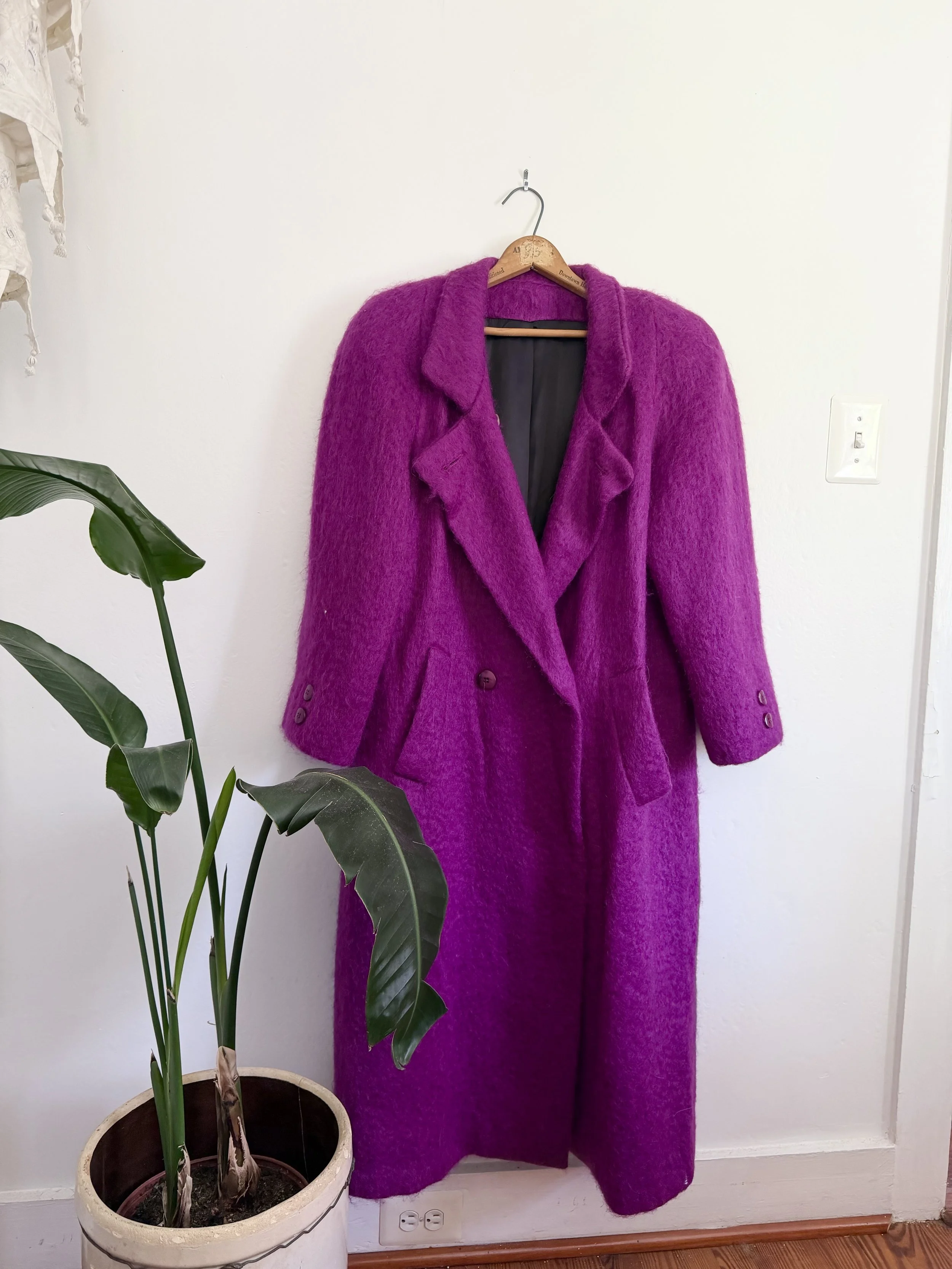 Magenta Mohair Trench Coat