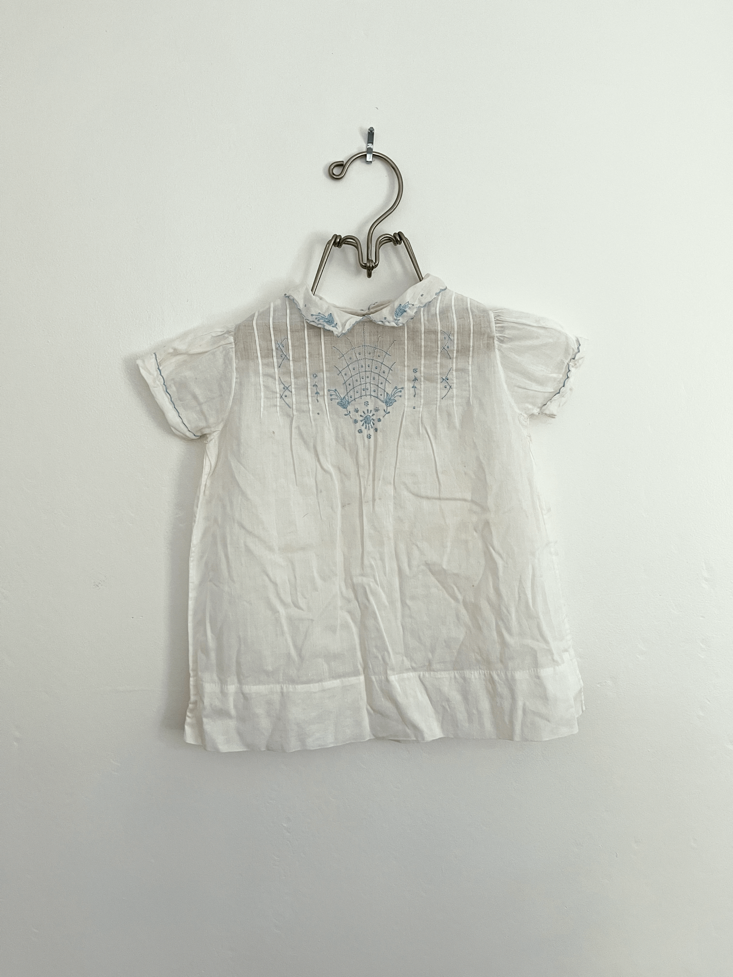 30s Infant Cotton Dress with Blue Details