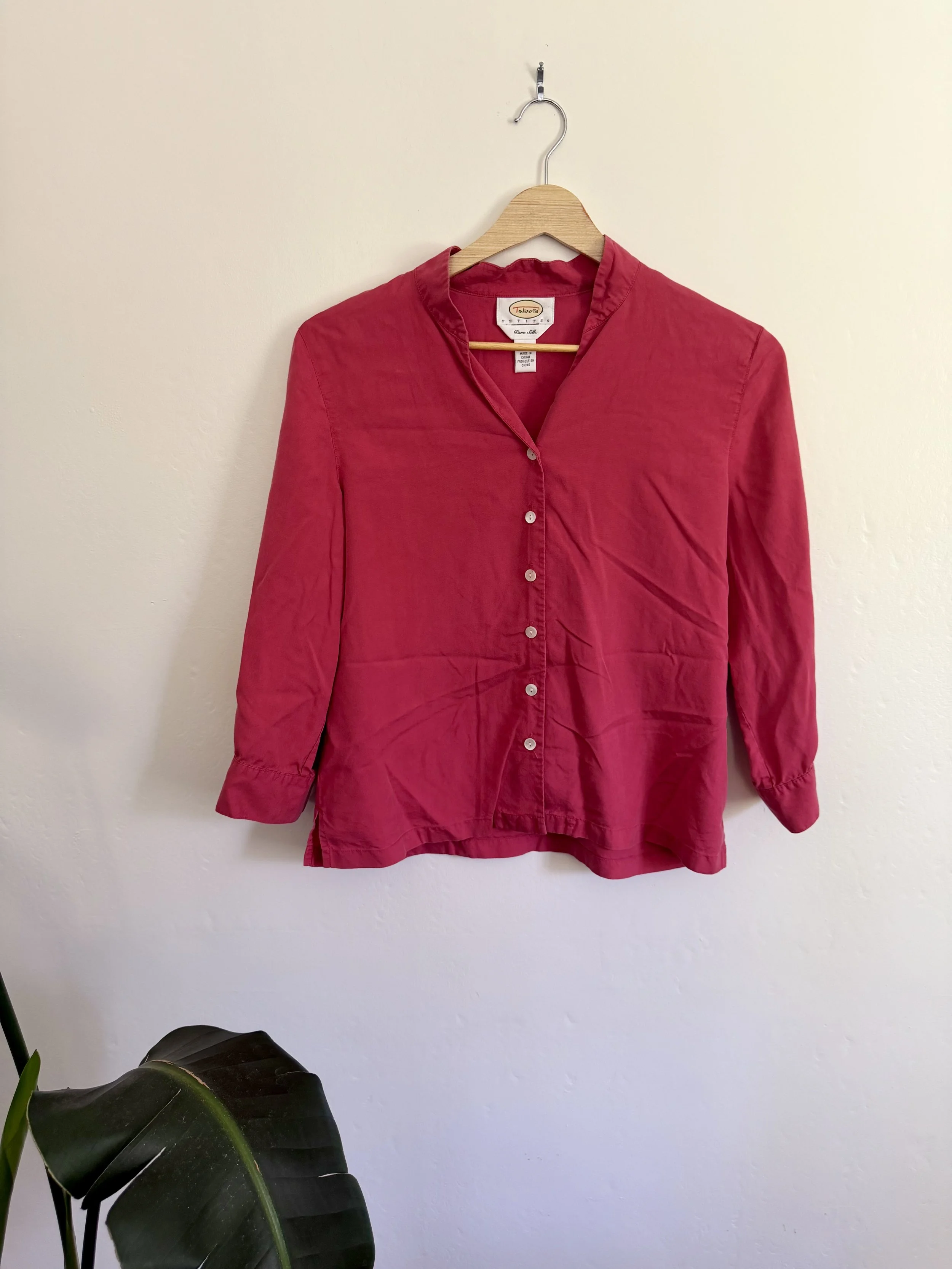 Red Silk 3/4-Length Blouse