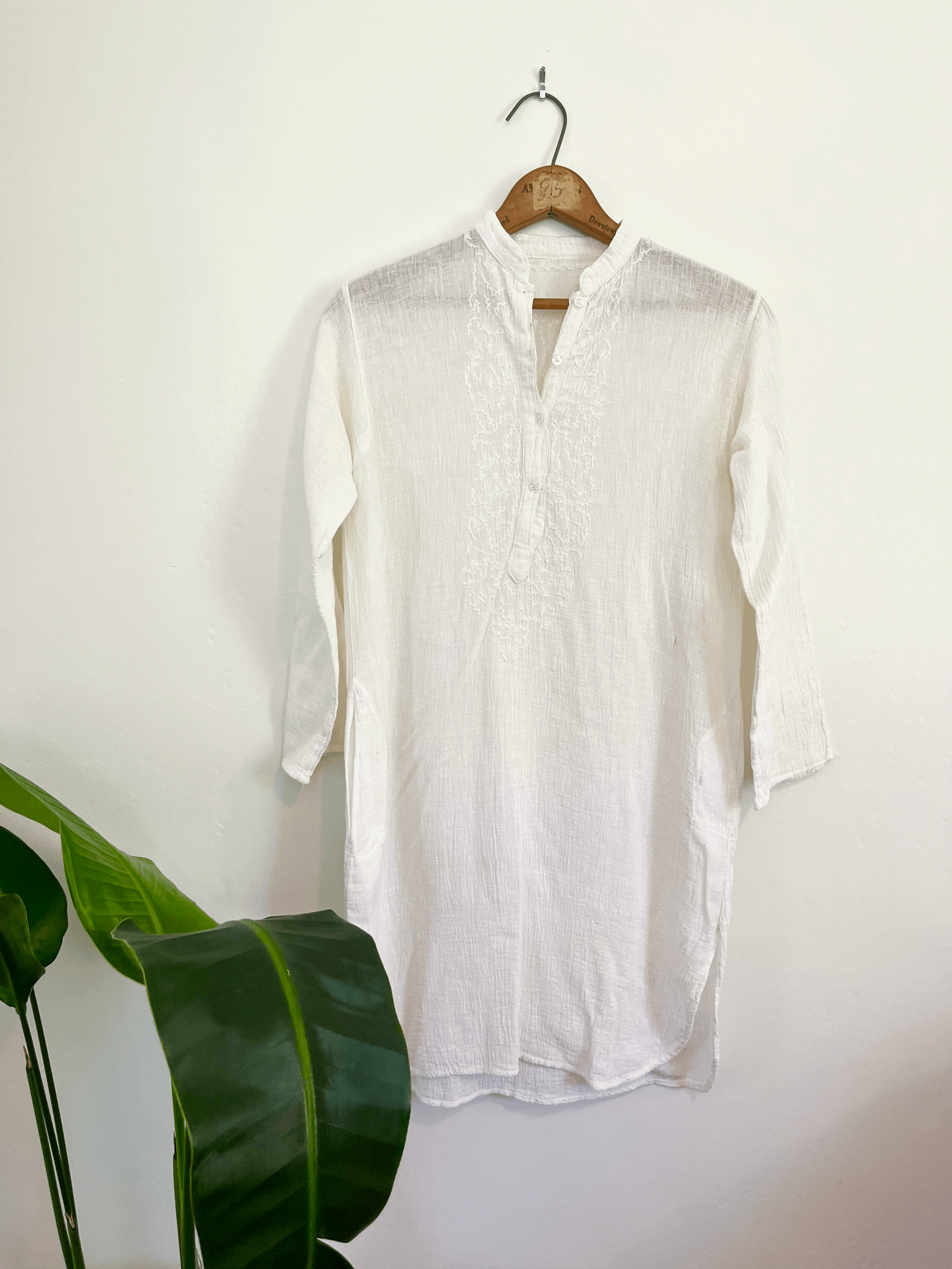 60s White Cotton Kurta Tunic