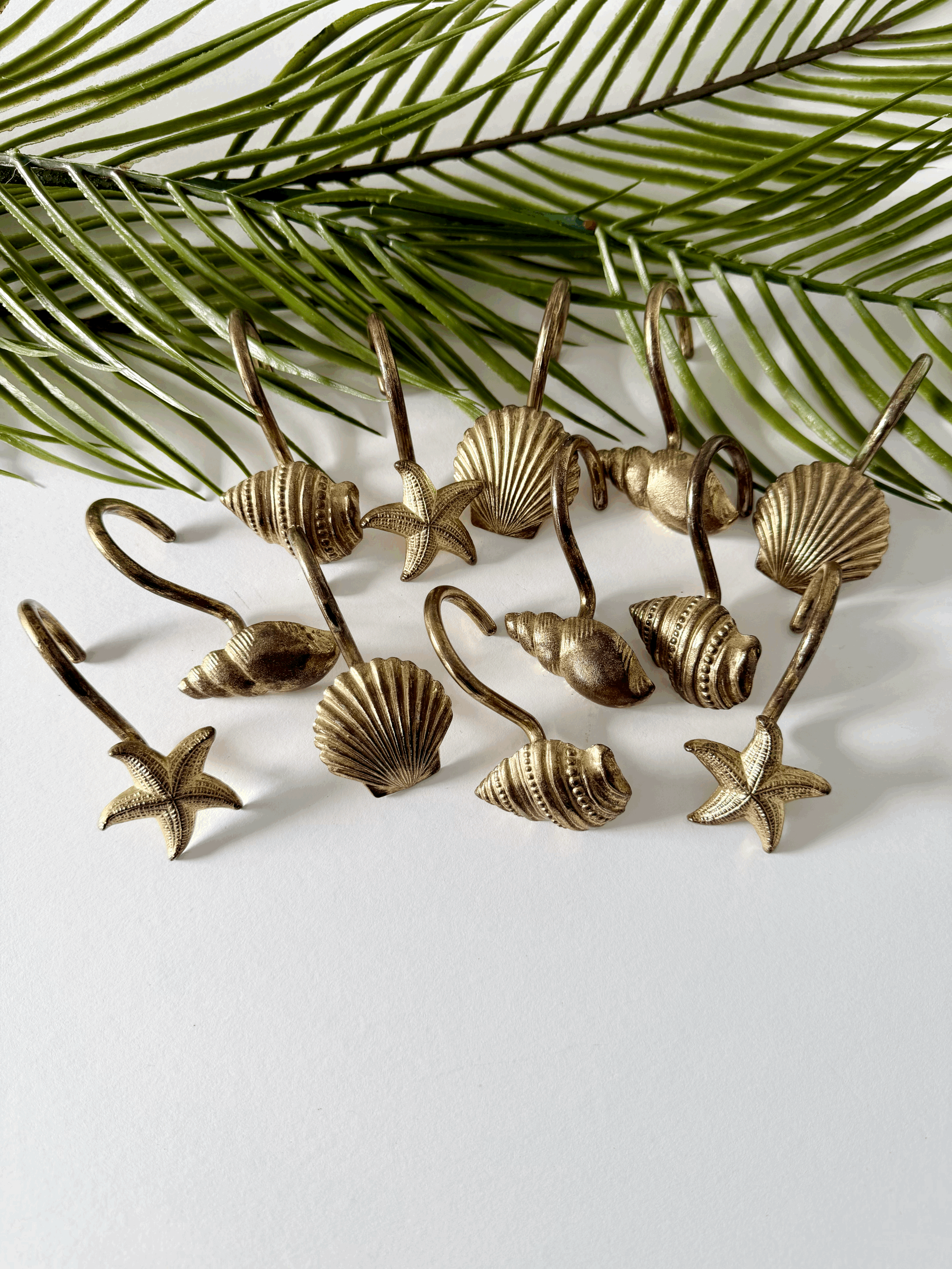 Gold Tone Shell Curtain Hooks